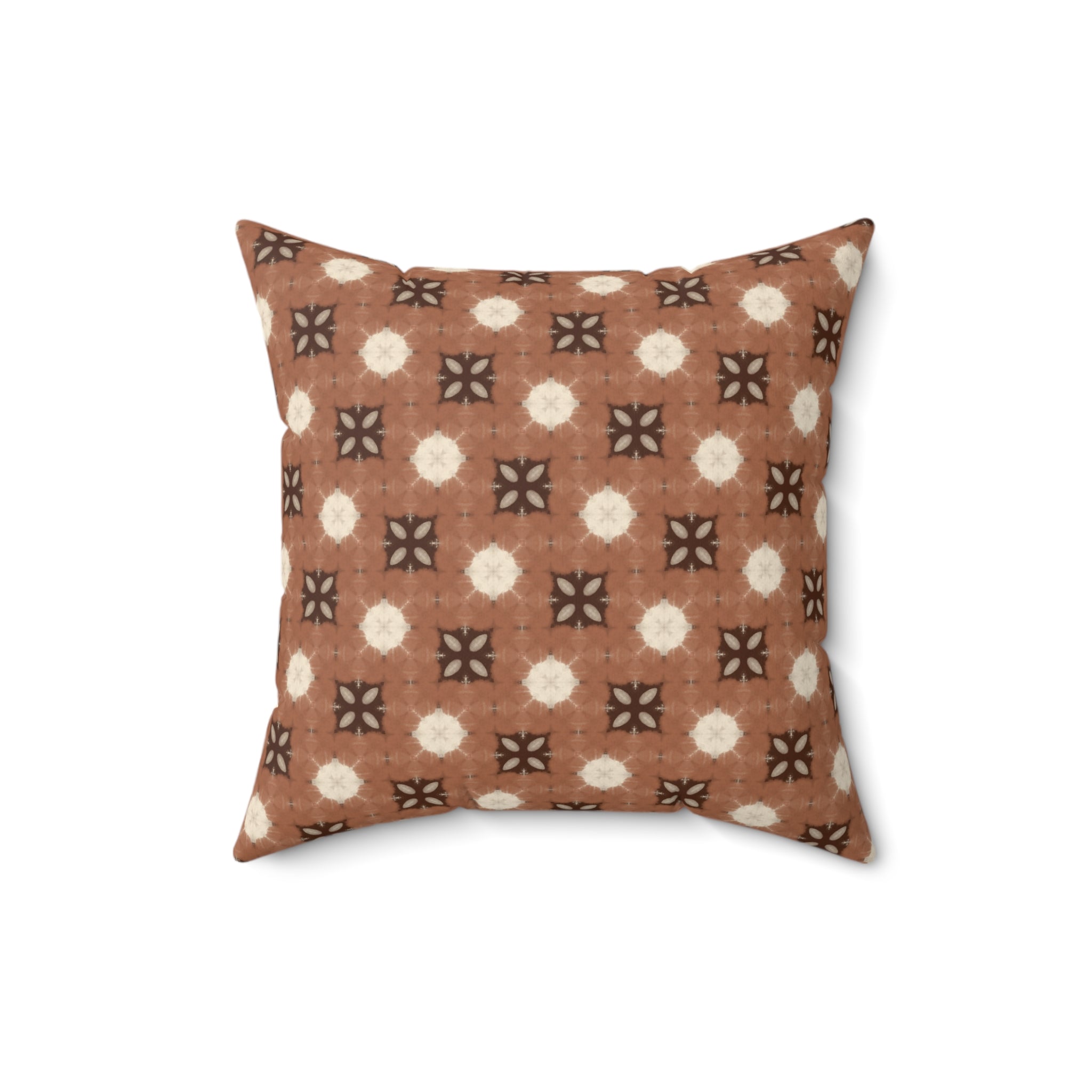 Retro Brown Geometric Throw Pillow — Midcentury Pattern Accent Cushion