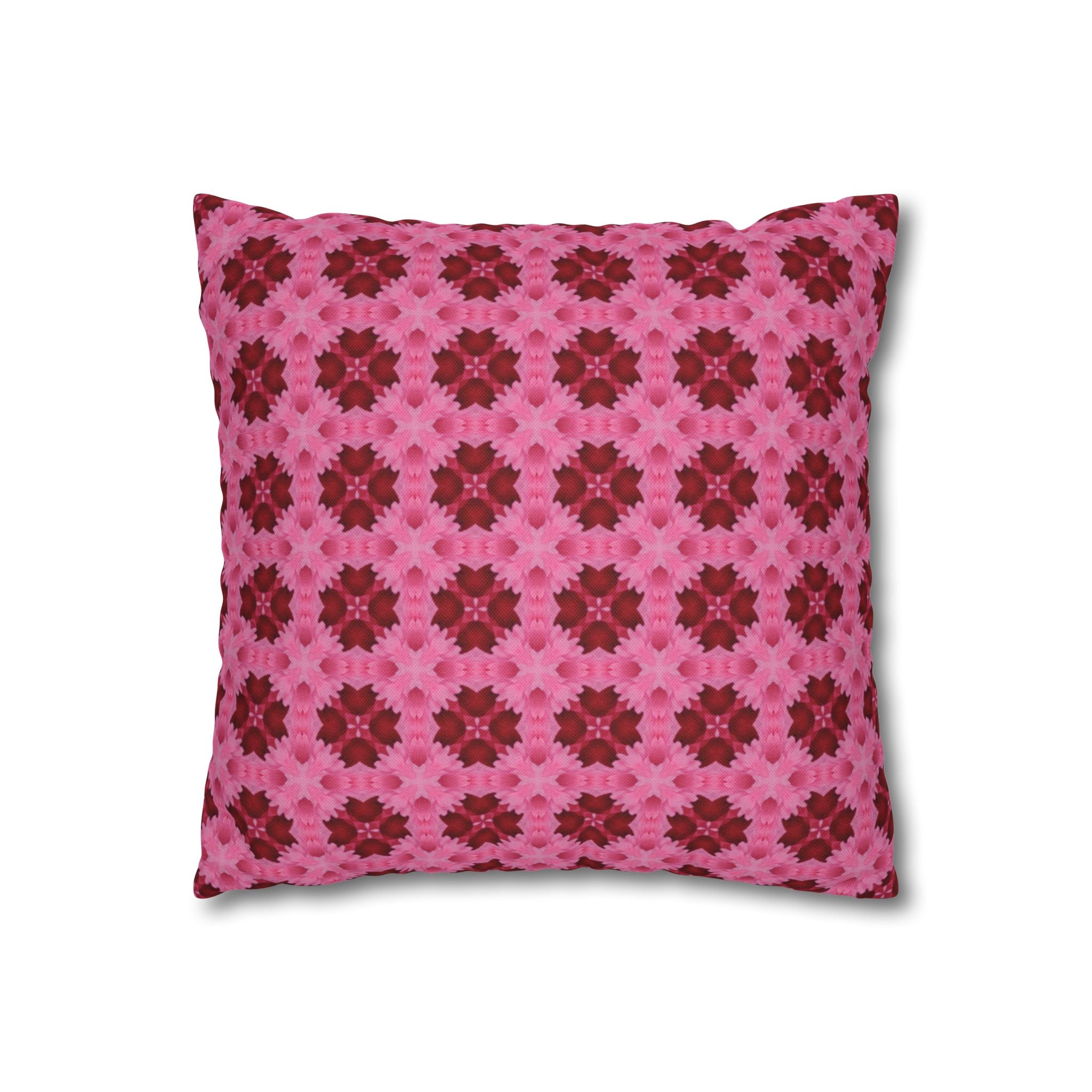 Pink Floral Geometric THROW PILLOW COVER — Decorative Square Pillow Cover