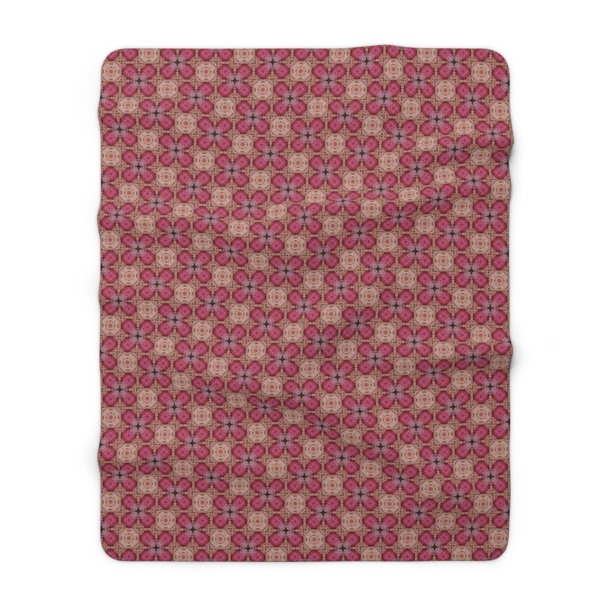 Plush Sherpa Blanket — Pink Floral Mosaic Cozy Throw