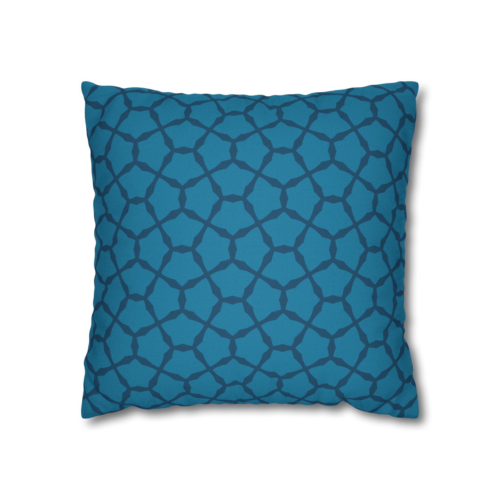 Turquoise Blue Lattice Pattern THROW PILLOW COVER — Modern Decorative Square Pillow Cover