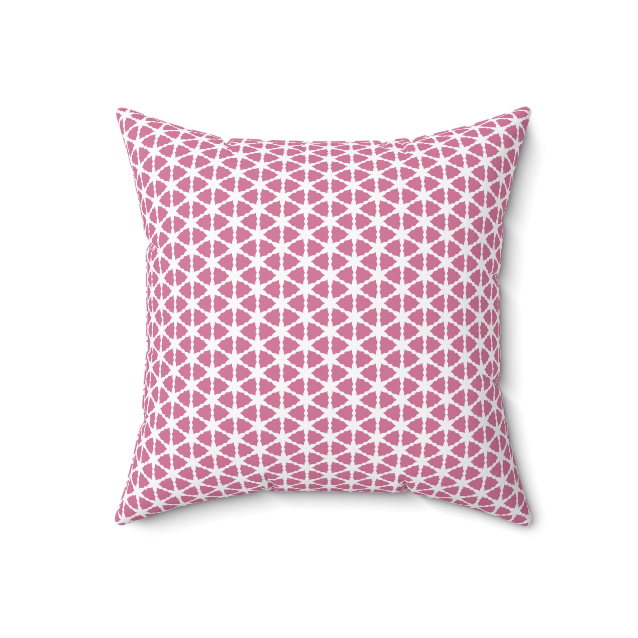 Pink and White Pattern Pillow — Square Decorative Throw Cushion