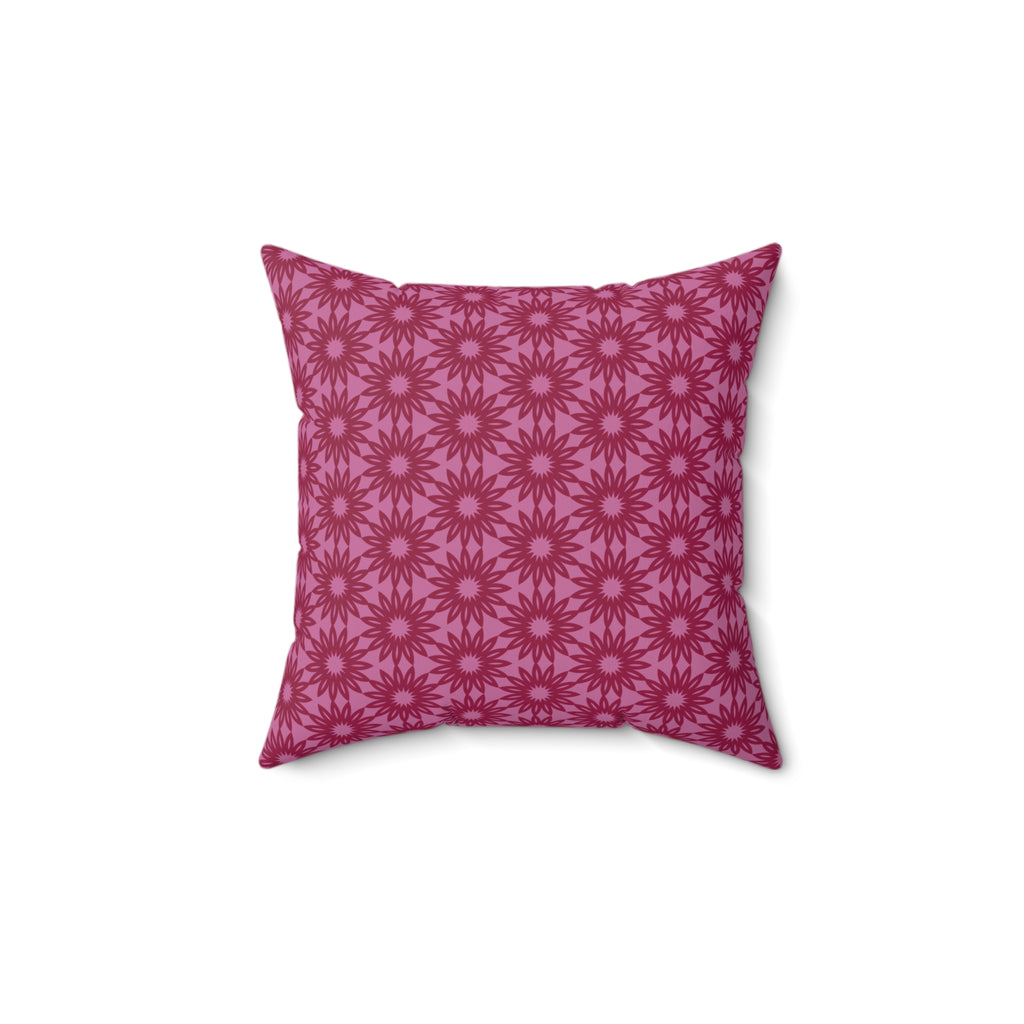 Berry Pink Floral Pillow — Decorative Square Throw Cushion