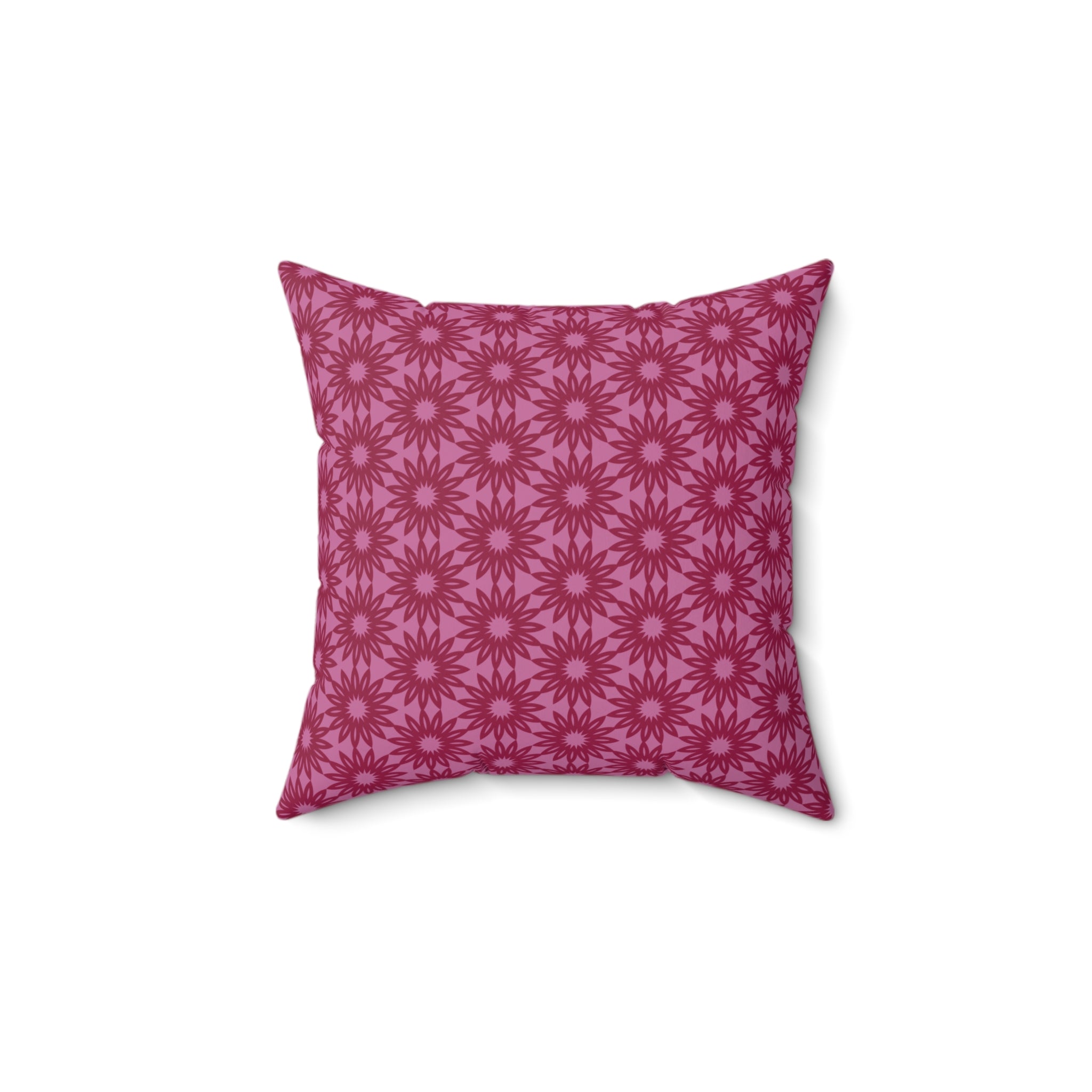 Berry Pink Floral Pillow — Decorative Square Throw Cushion