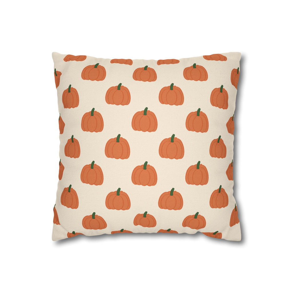 Cream Halloween Pumpkin Pattern THROW PILLOW COVER — Fall Decorative Square Pillow Cover