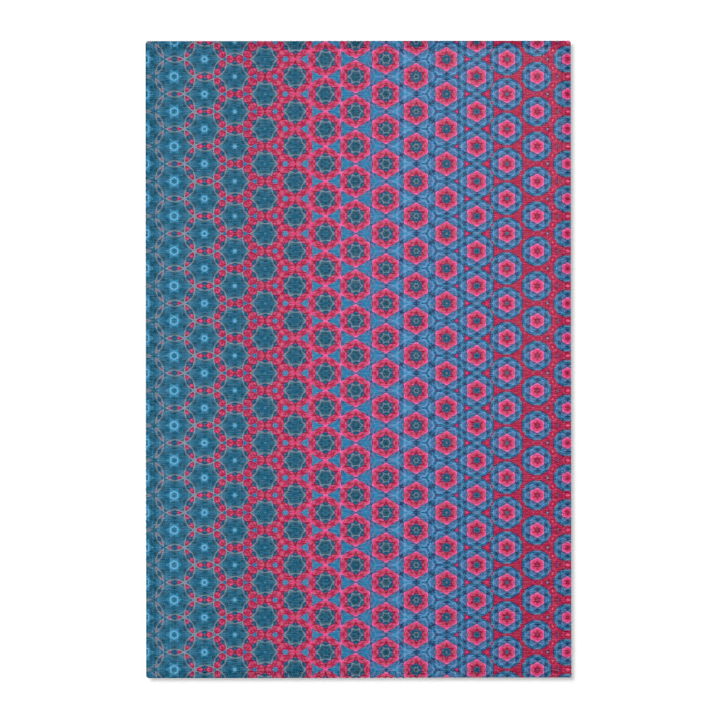 Ombre Boho Area Rug — Pink & Teal Mosaic Pattern