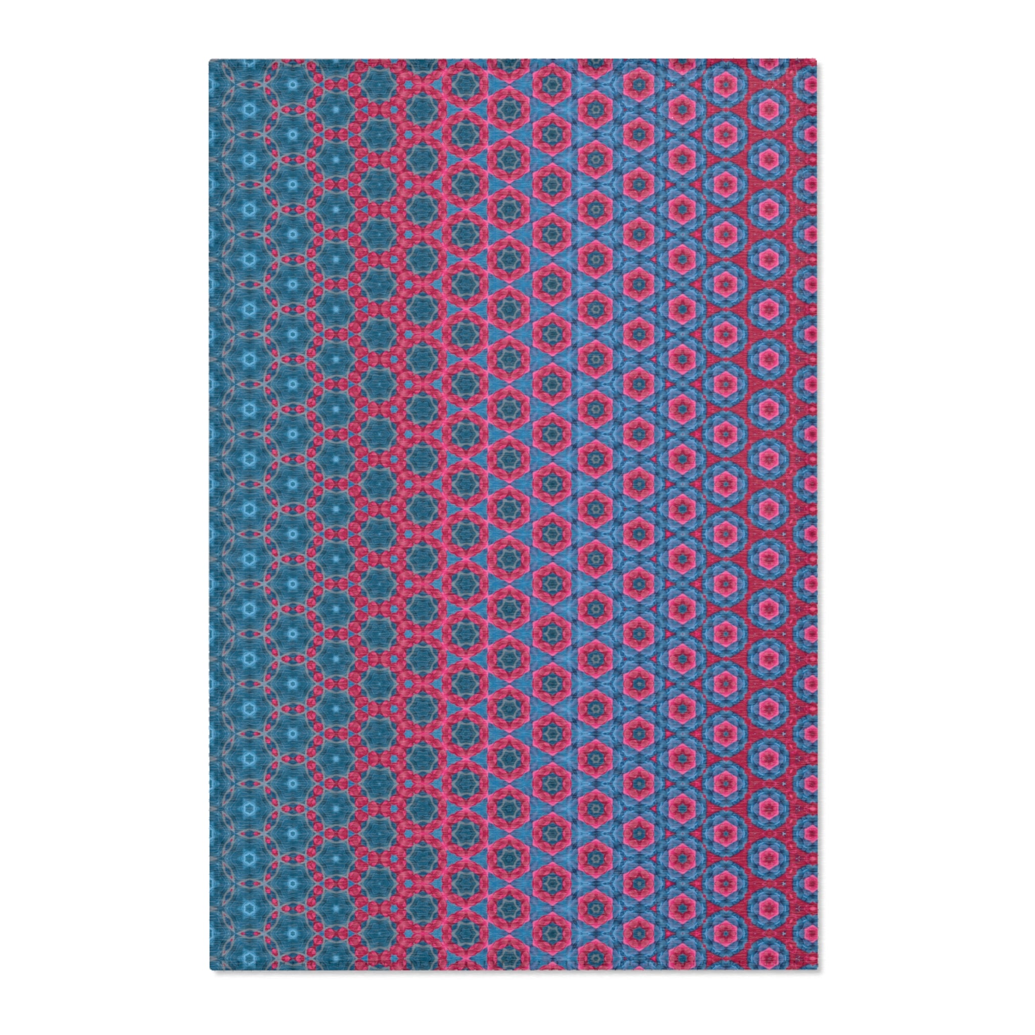 Ombre Boho Area Rug — Pink & Teal Mosaic Pattern