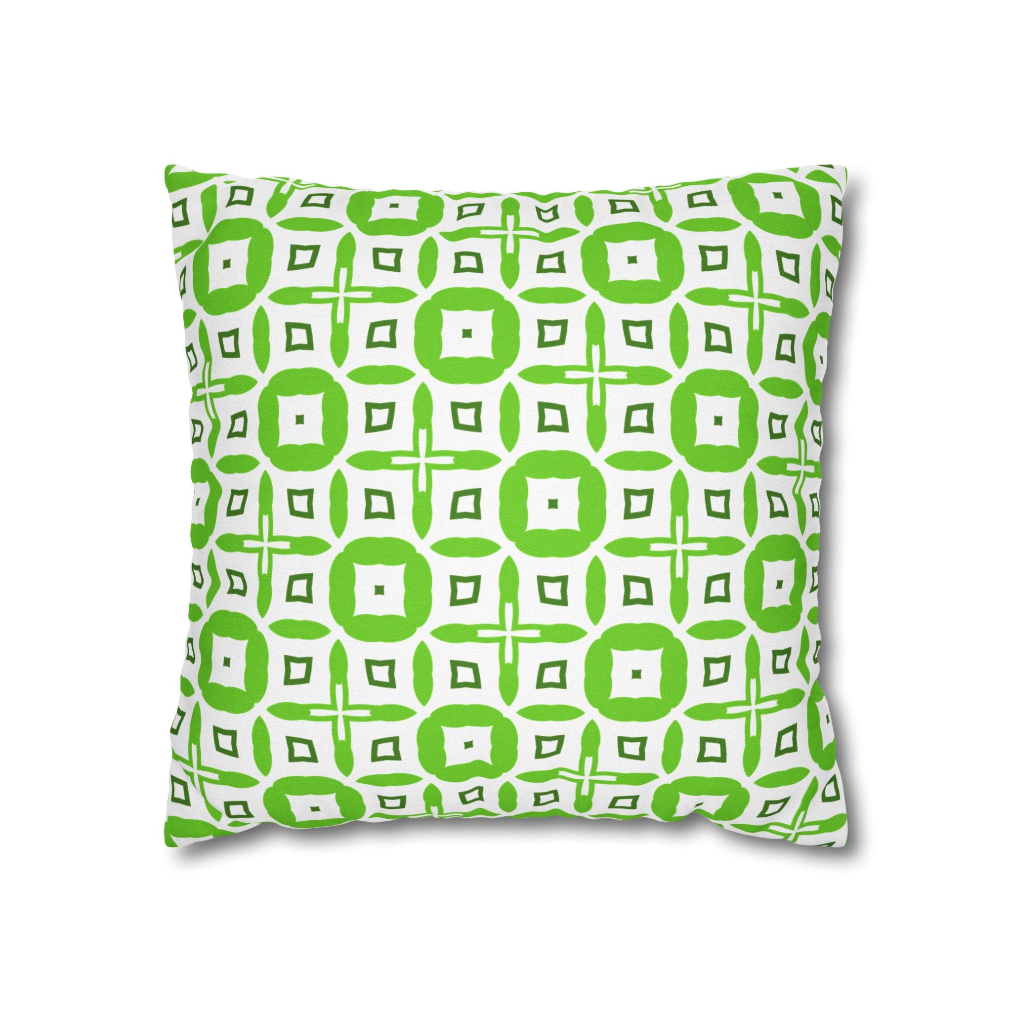 Green Geometric Square THROW PILLOW COVER — Modern Tossed Tile Pattern Decorative Throw Pillow Cover