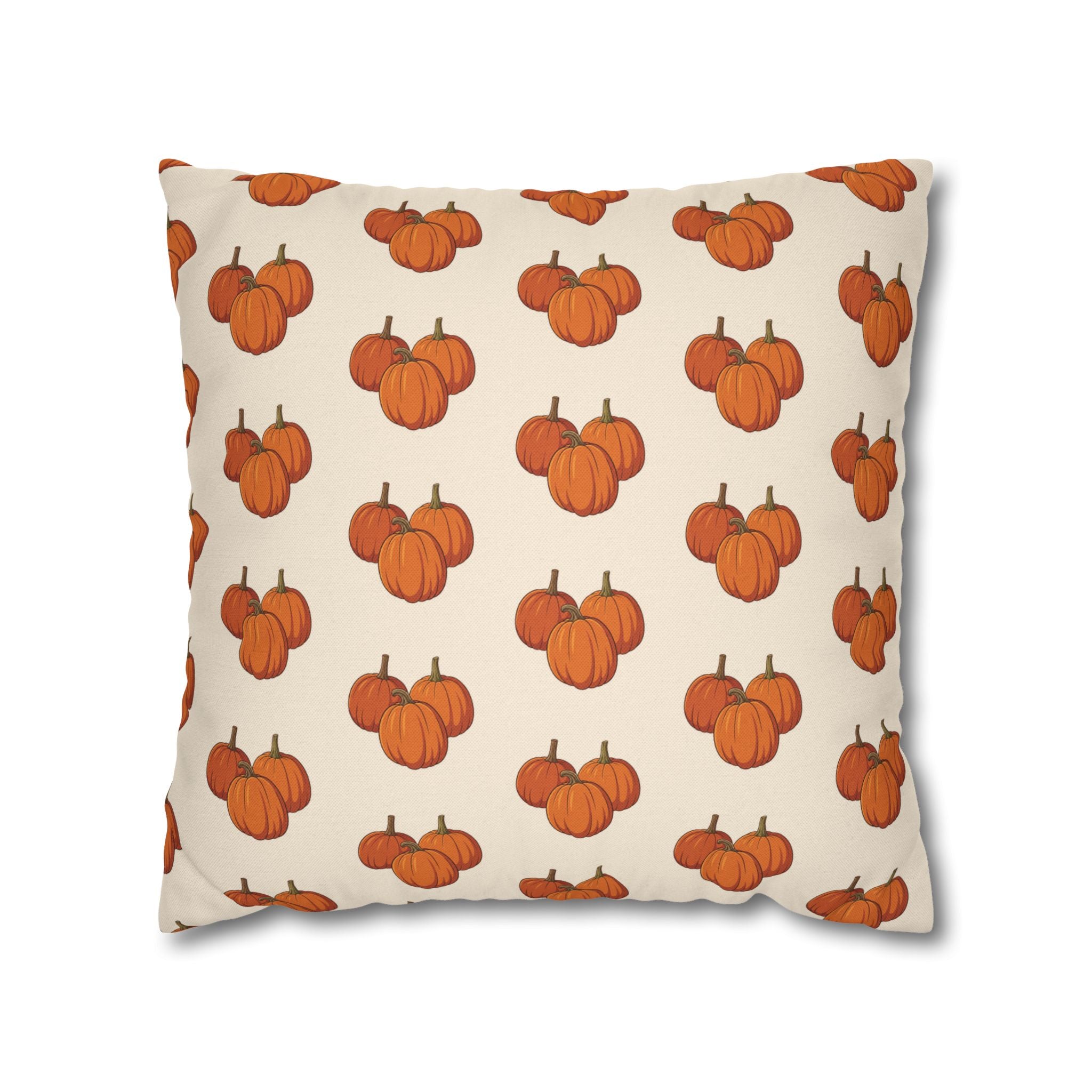Cream Autumn Pumpkin Pattern THROW PILLOW COVER — Fall Decorative Throw Pillow Cover
