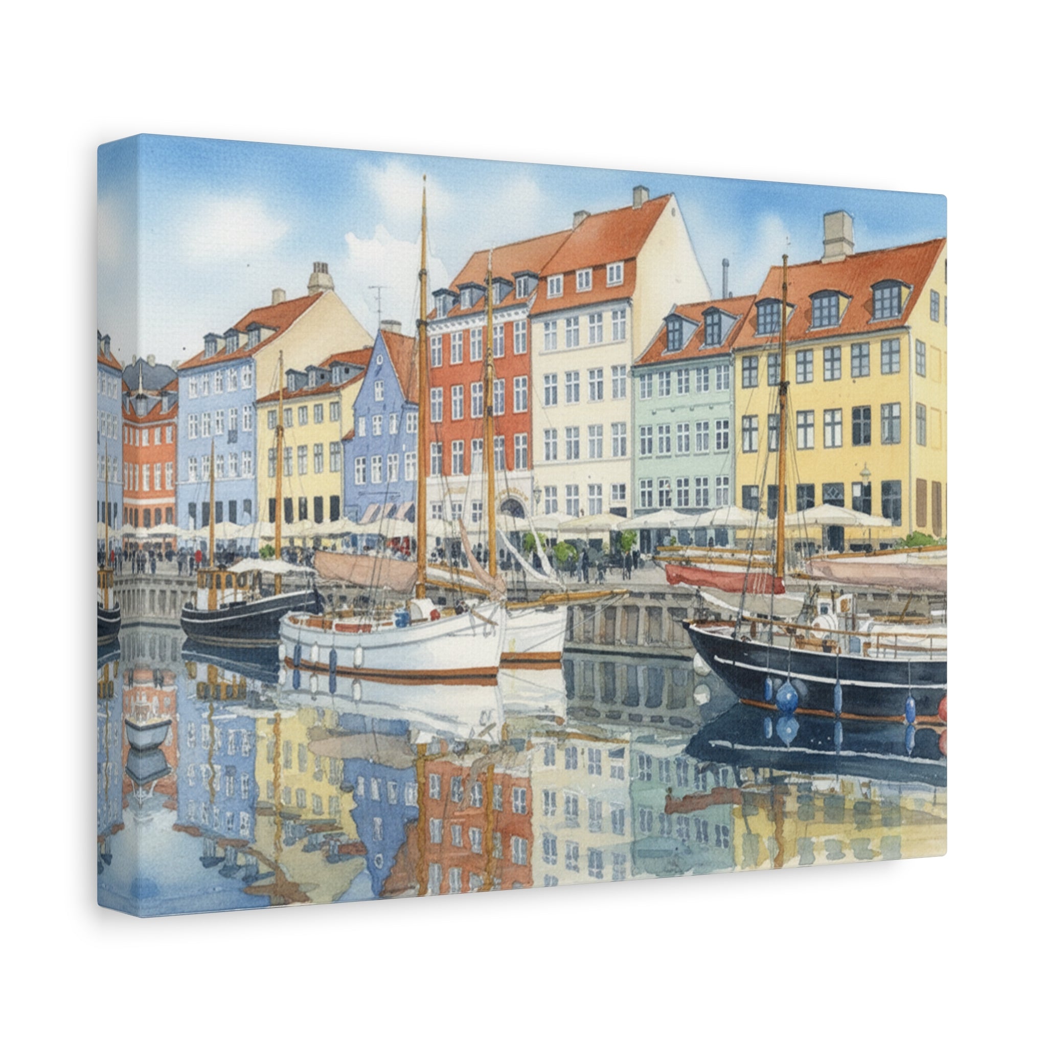 Nyhavn Harbor Canvas Print — Colorful Copenhagen Waterfront Wall Art