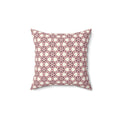 Burgundy and Cream Floral Pattern Decorative Pillow - Geometric Throw Cushion