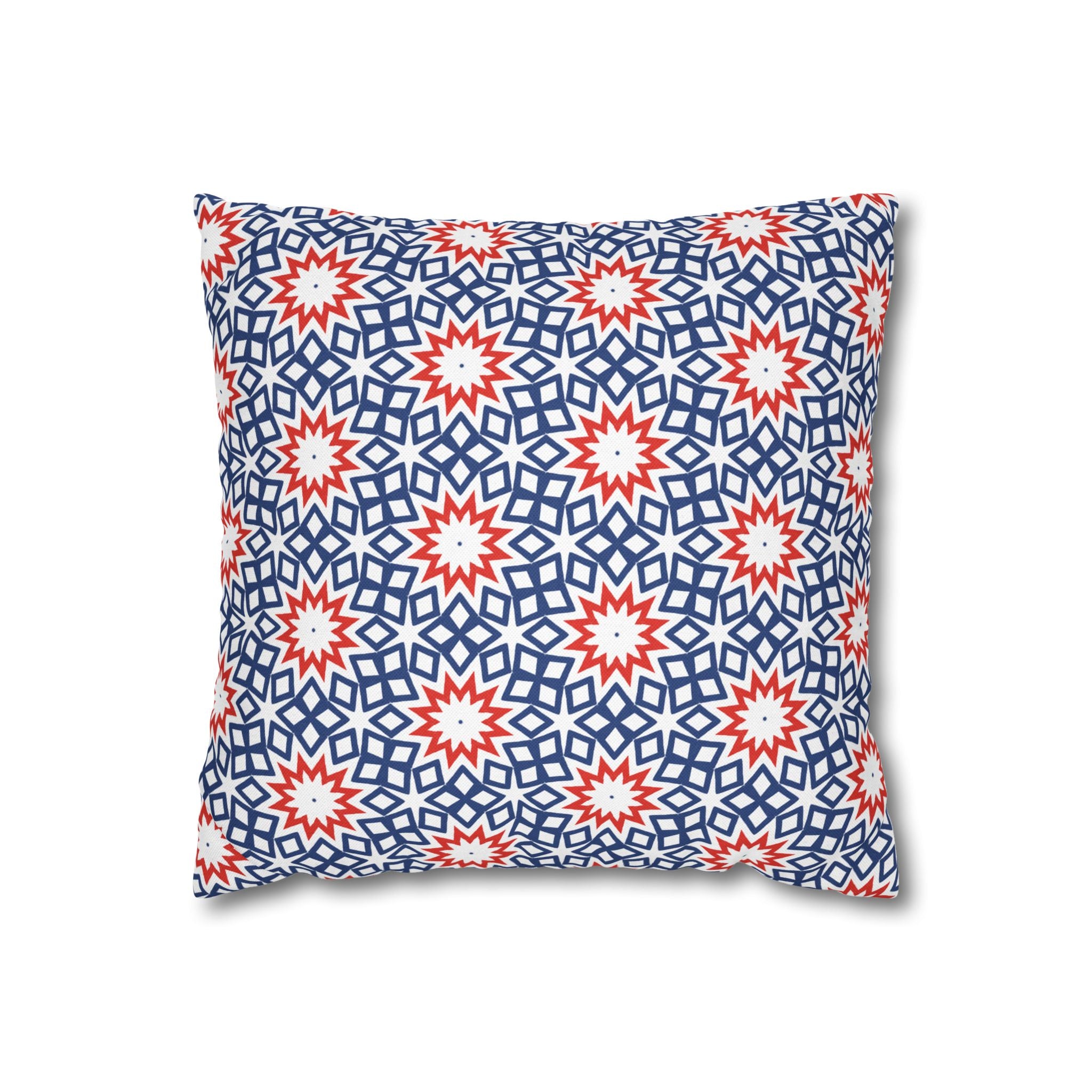 Red White & Blue Holiday THROW PILLOW COVER – Patriotic Square Throw Pillow Cover