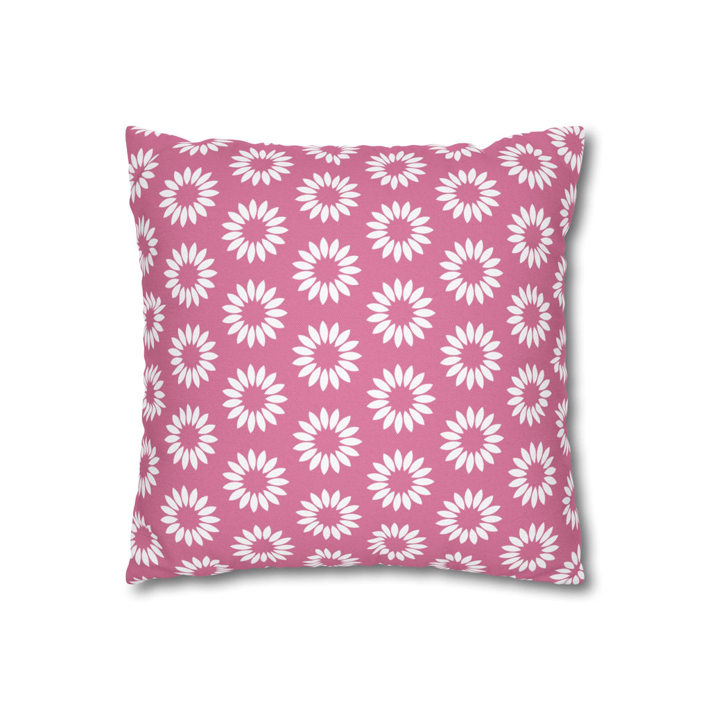 Pink Daisy Pattern THROW PILLOW COVER — Floral Square Decorative Pillow Cover