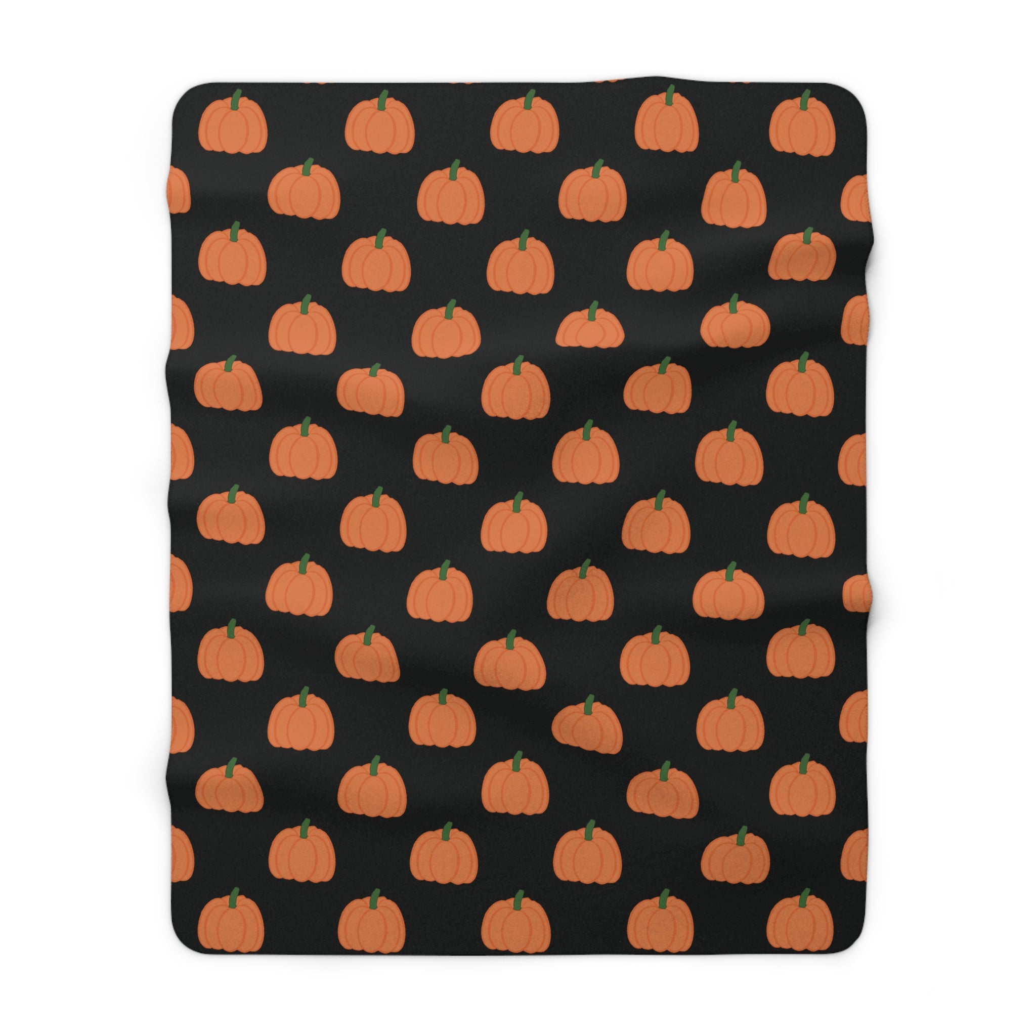 Black Halloween Pumpkin Pattern Sherpa Blanket — Cozy Halloween Fall Throw