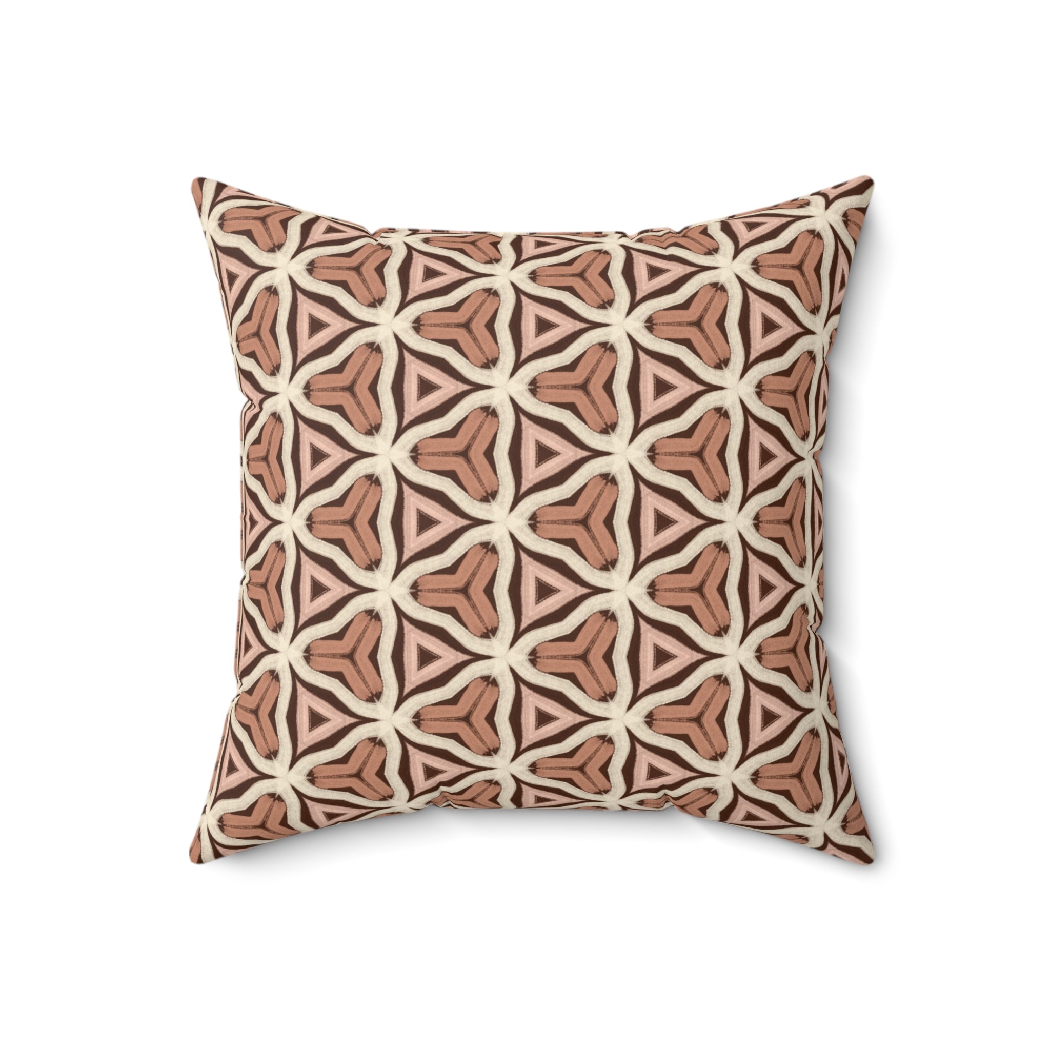 Earth Tone Tribal Pattern Square Pillow — Boho Terracotta Decorative Throw
