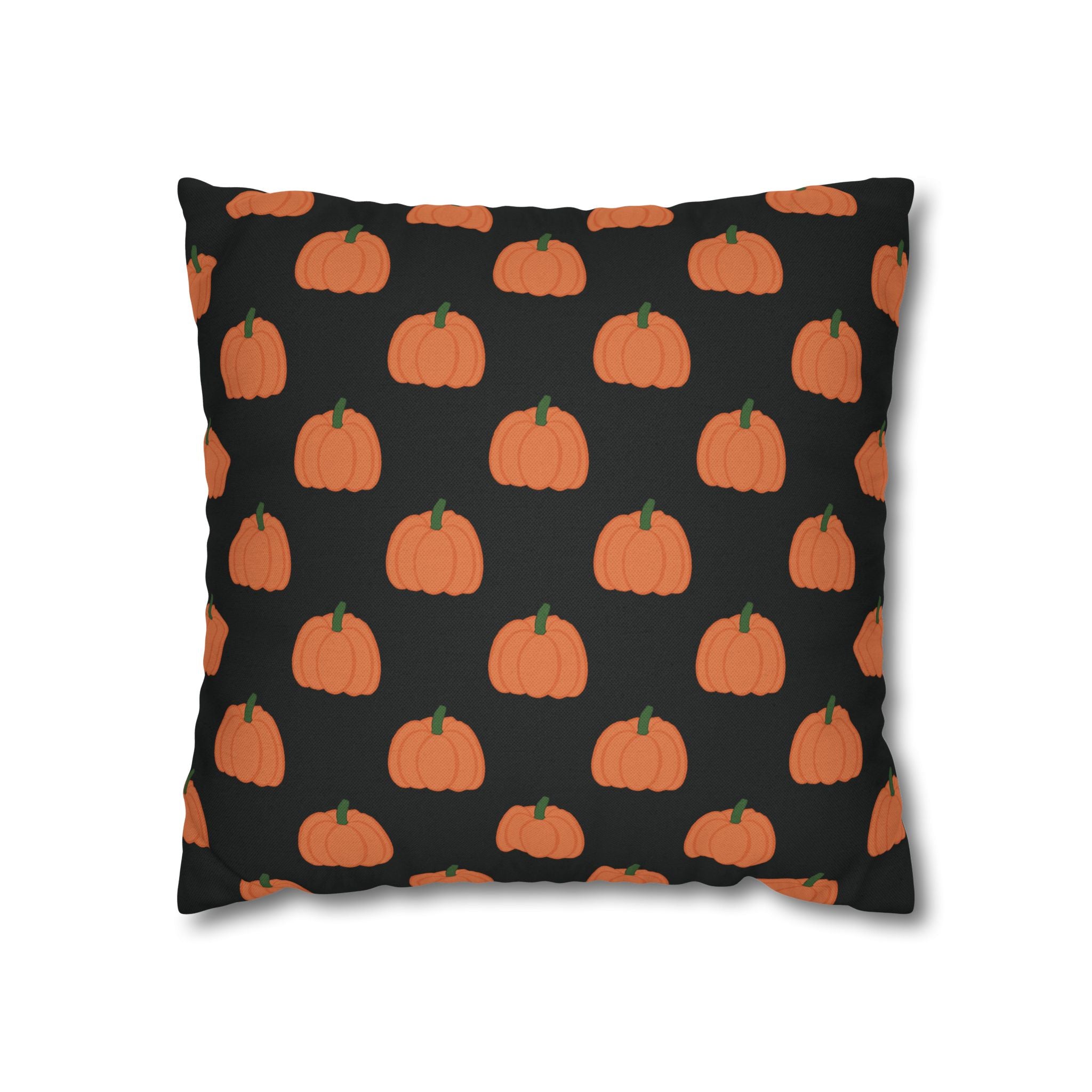 Black Halloween Pumpkin Pattern THROW PILLOW COVER — Halloween Fall Decorative Square Pillow Cover