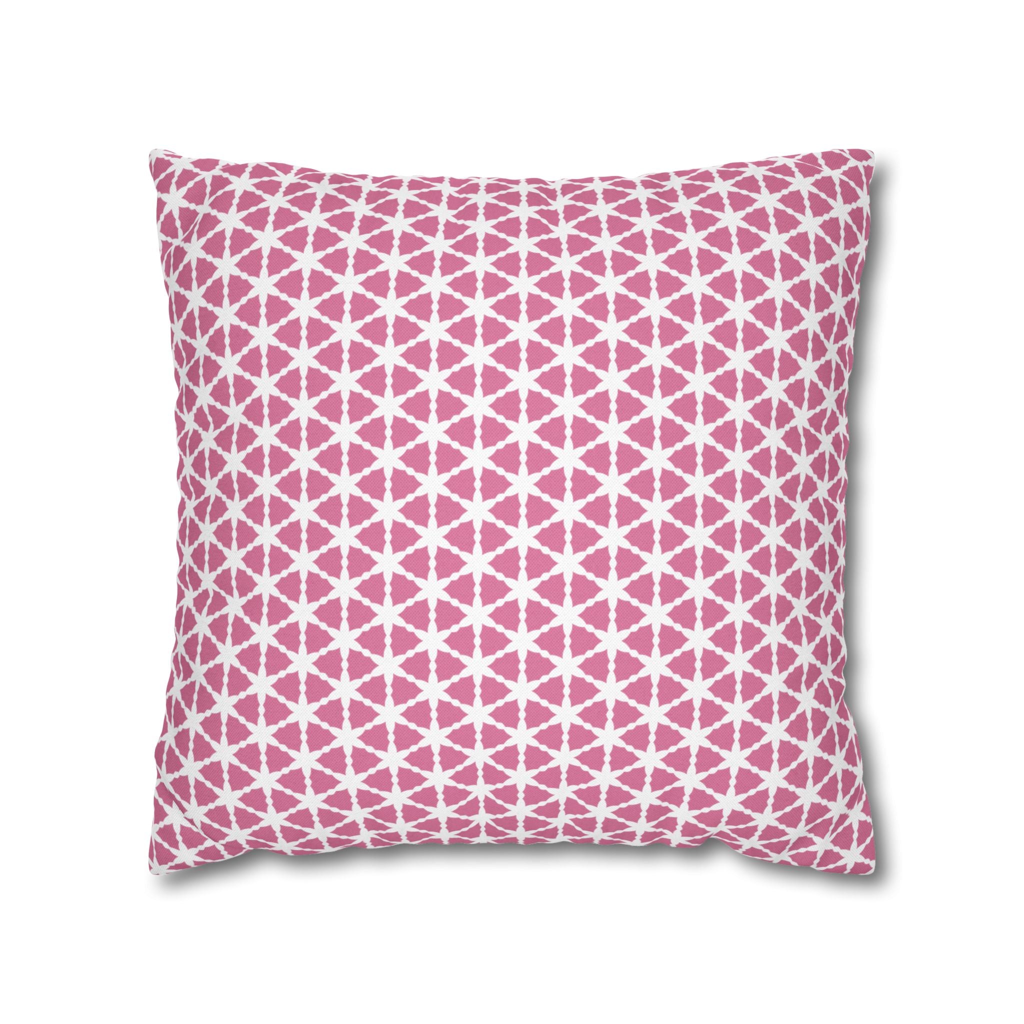 Coconut Ice Pink and White Pattern Throw THROW PILLOW COVER — Modern Triangle Pattern Square Pillowcase