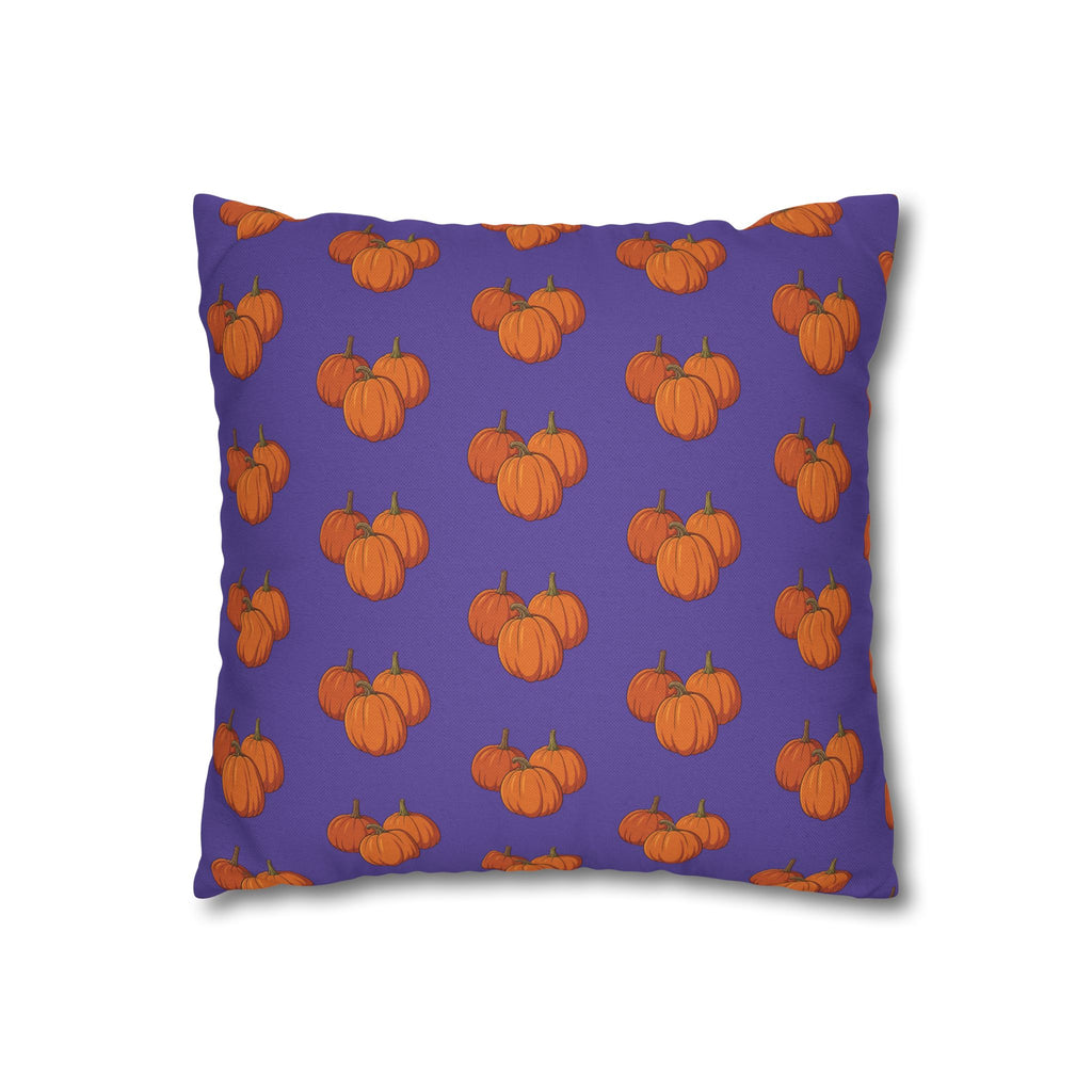 Purple Autumn Pumpkin Pattern THROW PILLOW COVER — Orange Pumpkins on Purple Decorative Throw Pillow