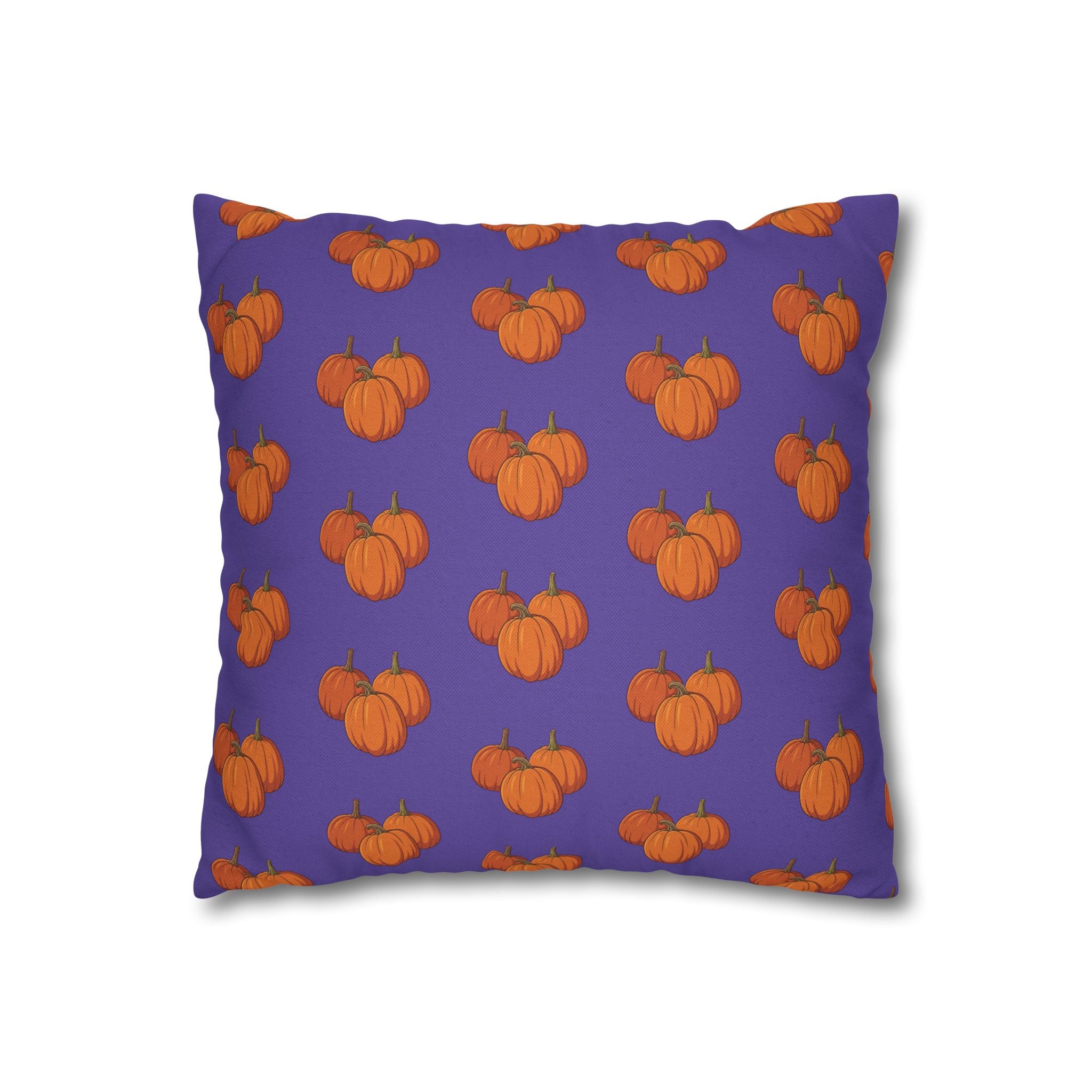 Purple Autumn Pumpkin Pattern THROW PILLOW COVER — Orange Pumpkins on Purple Decorative Throw Pillow