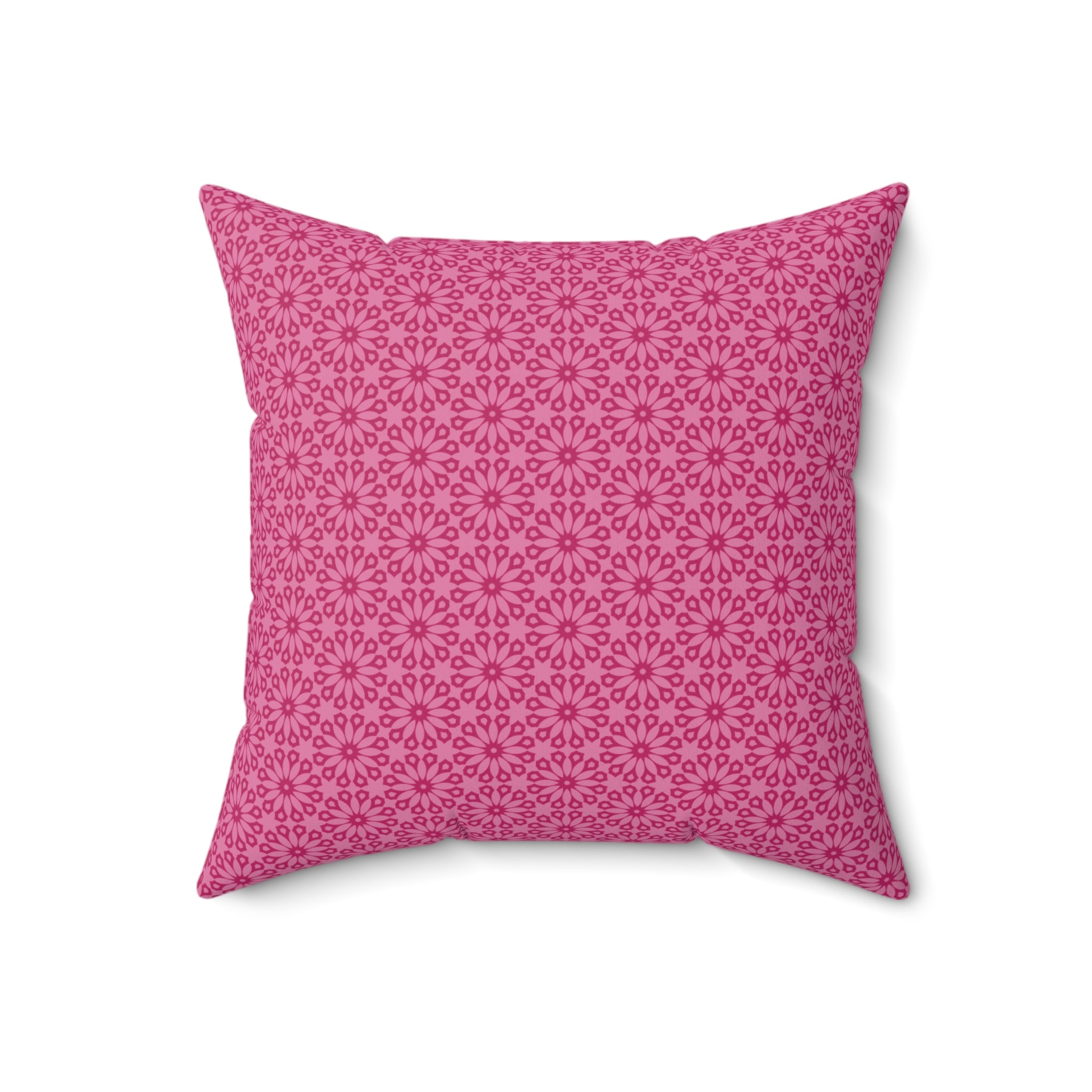 Pink Floral Pattern Pillow - Decorative Square Throw Cushion