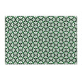 Green Retro Floral Area Rug — Retro Daisy Pattern Accent Rug