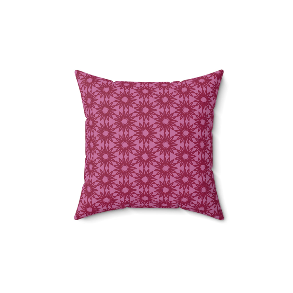 Berry Pink Floral Pillow — Decorative Square Throw Cushion