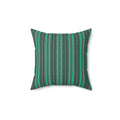 Green & Gray Striped Square Pillow — Modern Decorative Throw Cushion