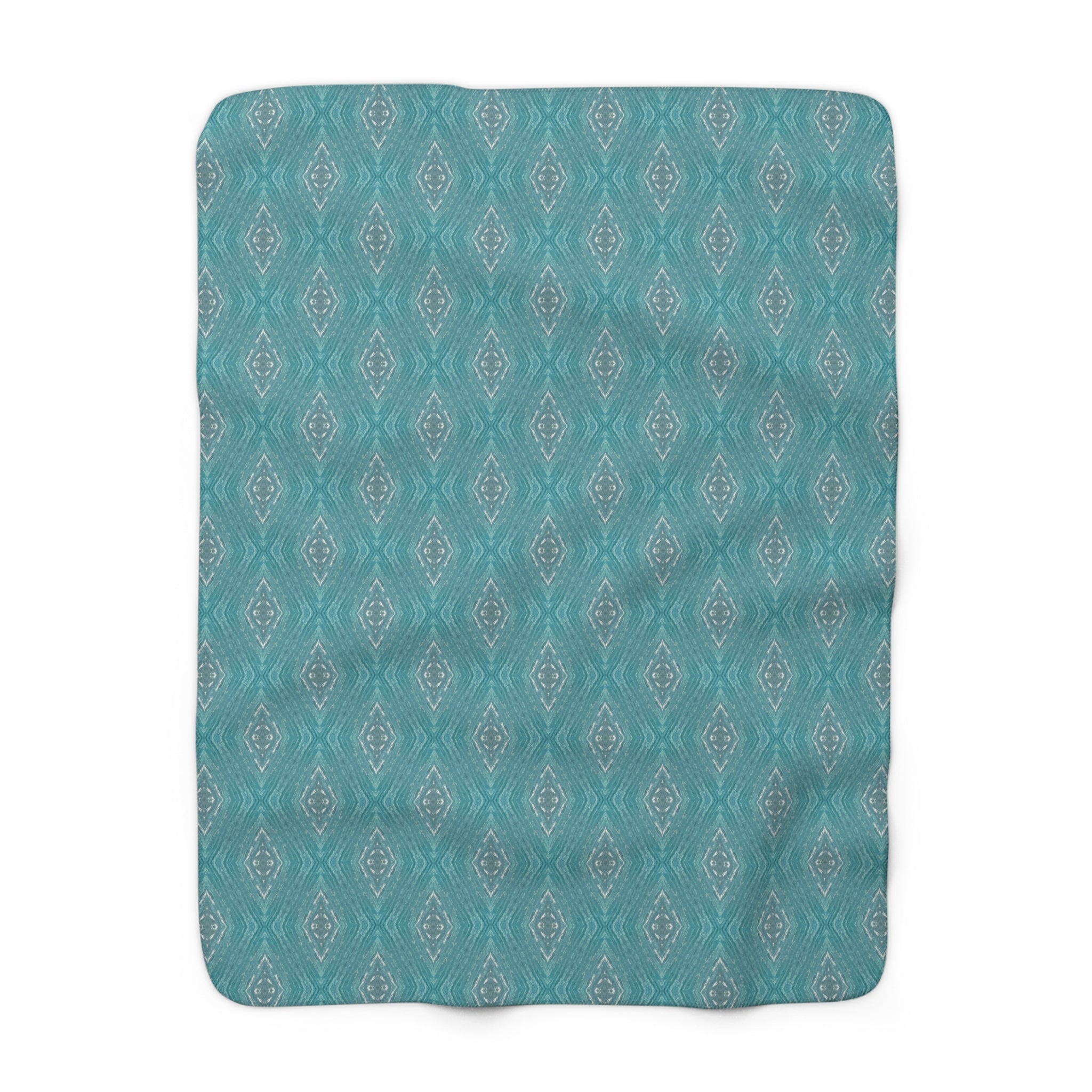 Teal Aztec Sherpa Blanket — Cozy Boho Fleece Throw