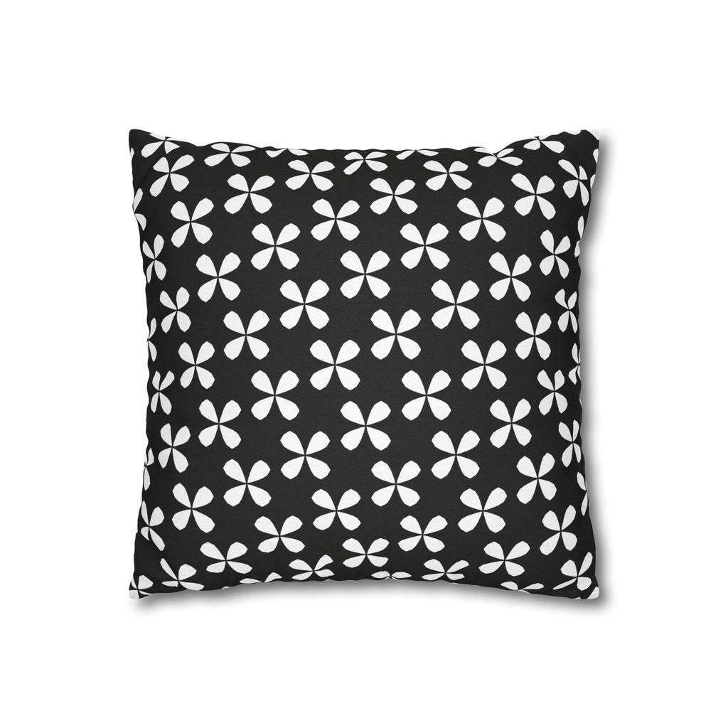 Black Floral Pattern THROW PILLOW COVER — Modern Geometric Decorative Throw Pillow