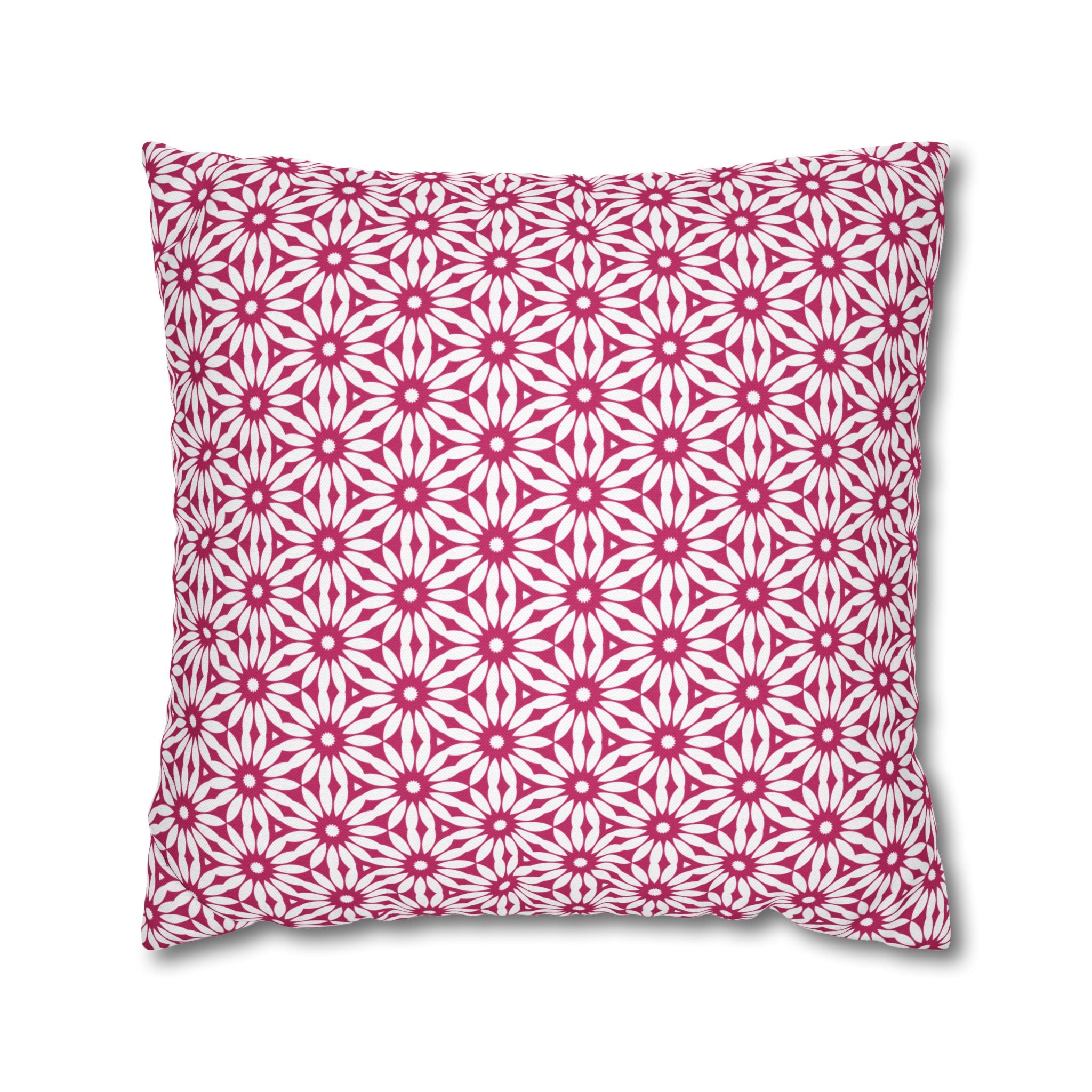 Pink and White Daisy Decorative Pattern THROW PILLOW COVER