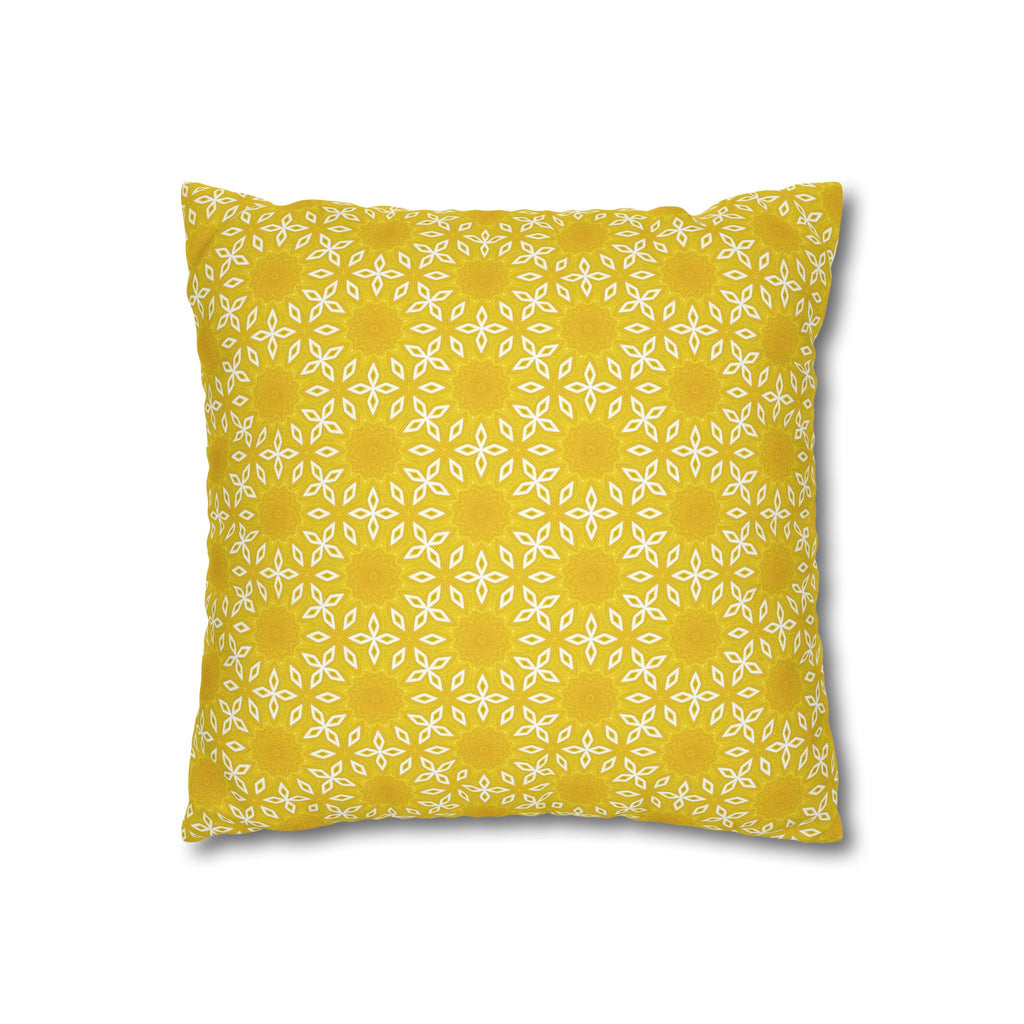 Sunny Blooms Yellow Pattern Decorative THROW PILLOW COVER — Square Throw Pillow Cover
