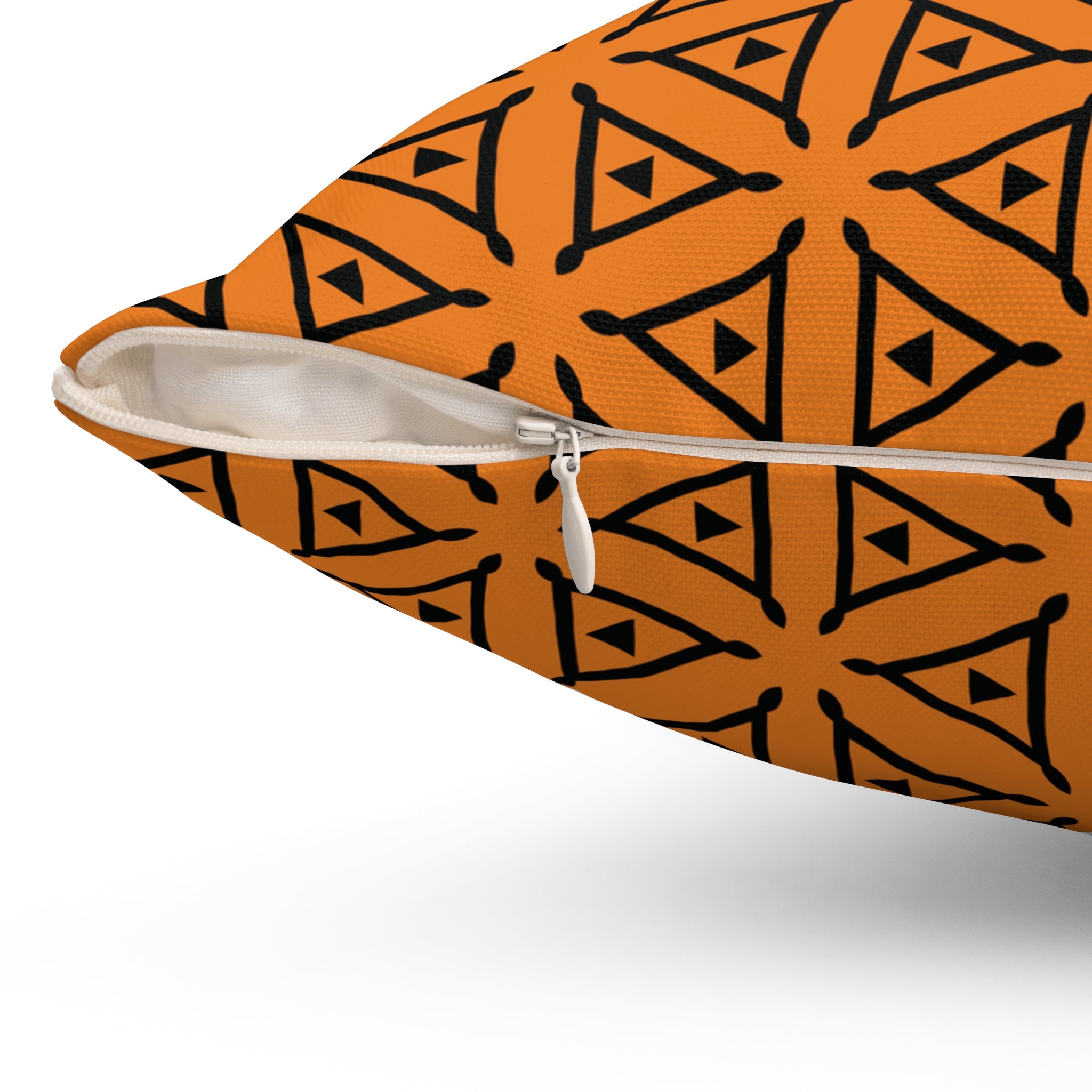 Modern Triangle Pattern Orange Throw Pillow — Geometric Decorative Cushion