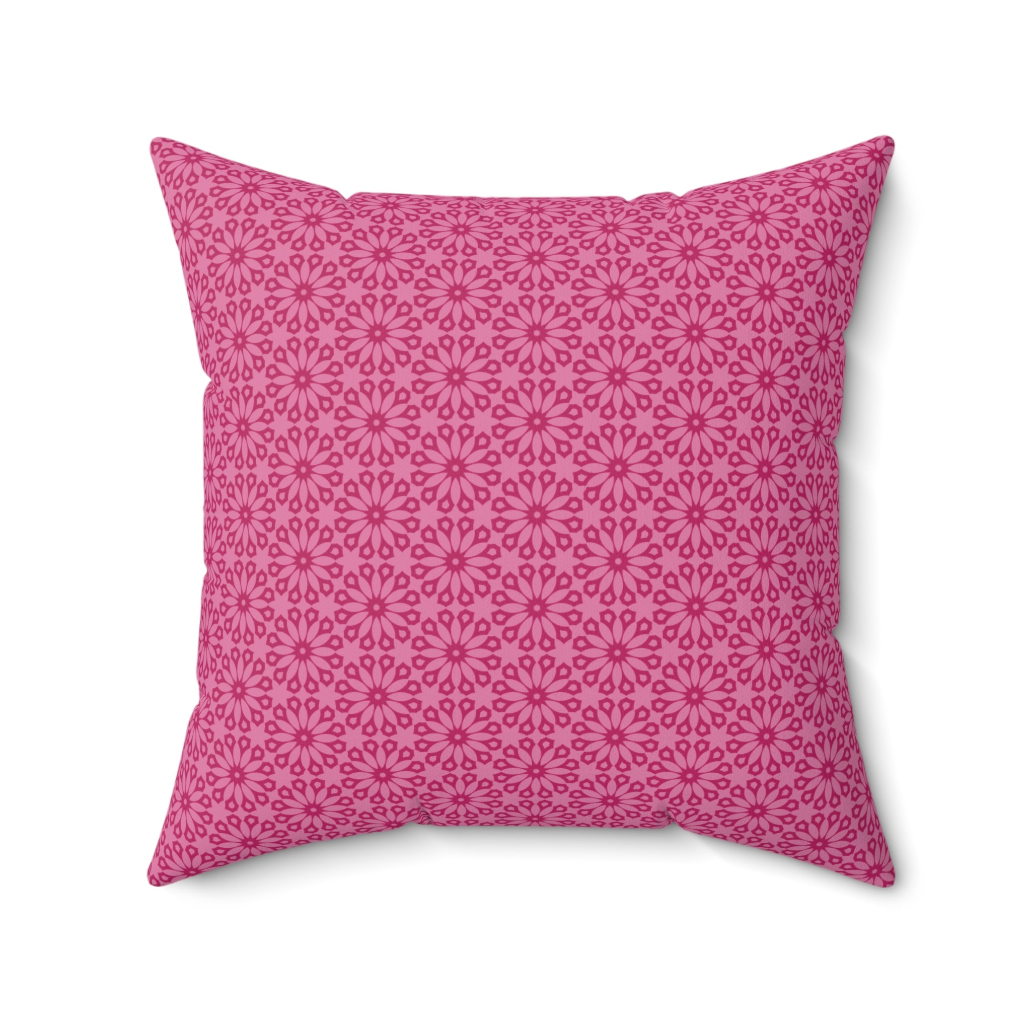 Pink Floral Pattern Pillow - Decorative Square Throw Cushion