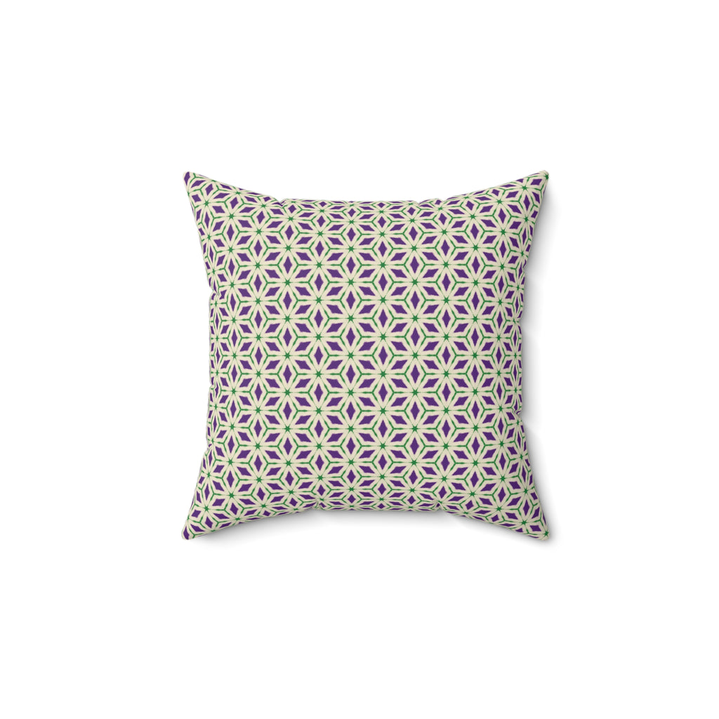 Purple & Green Floral Pattern Decorative Pillow — Modern Moroccan Tile Throw Pillow