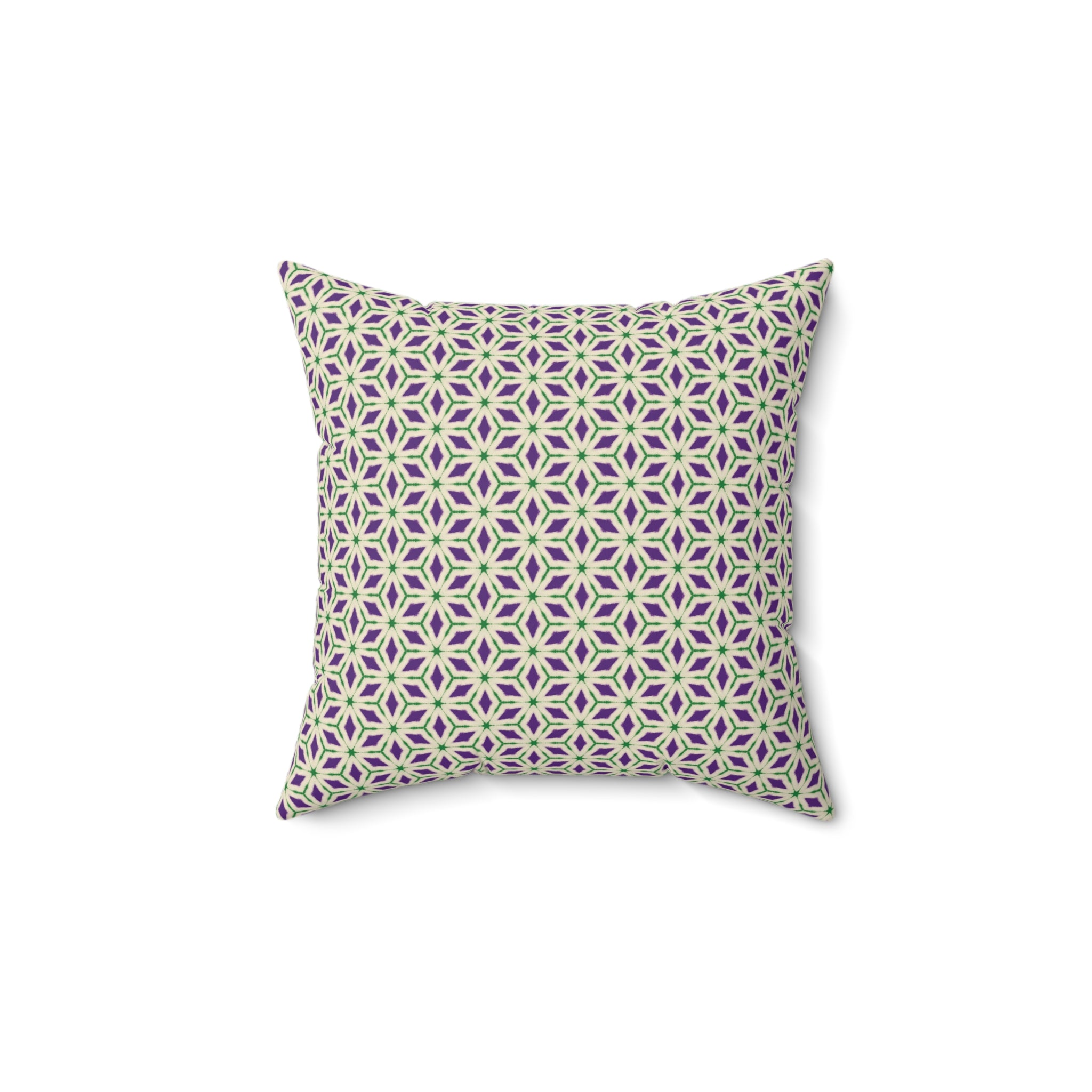Purple & Green Floral Pattern Decorative Pillow — Modern Moroccan Tile Throw Pillow