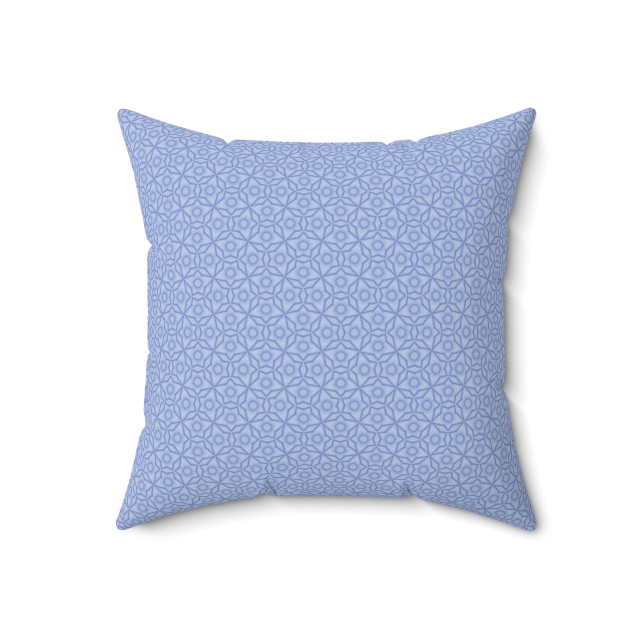 Blue Floral Decorative Pillow — Square Throw Cushion for Living Room & Bedroom
