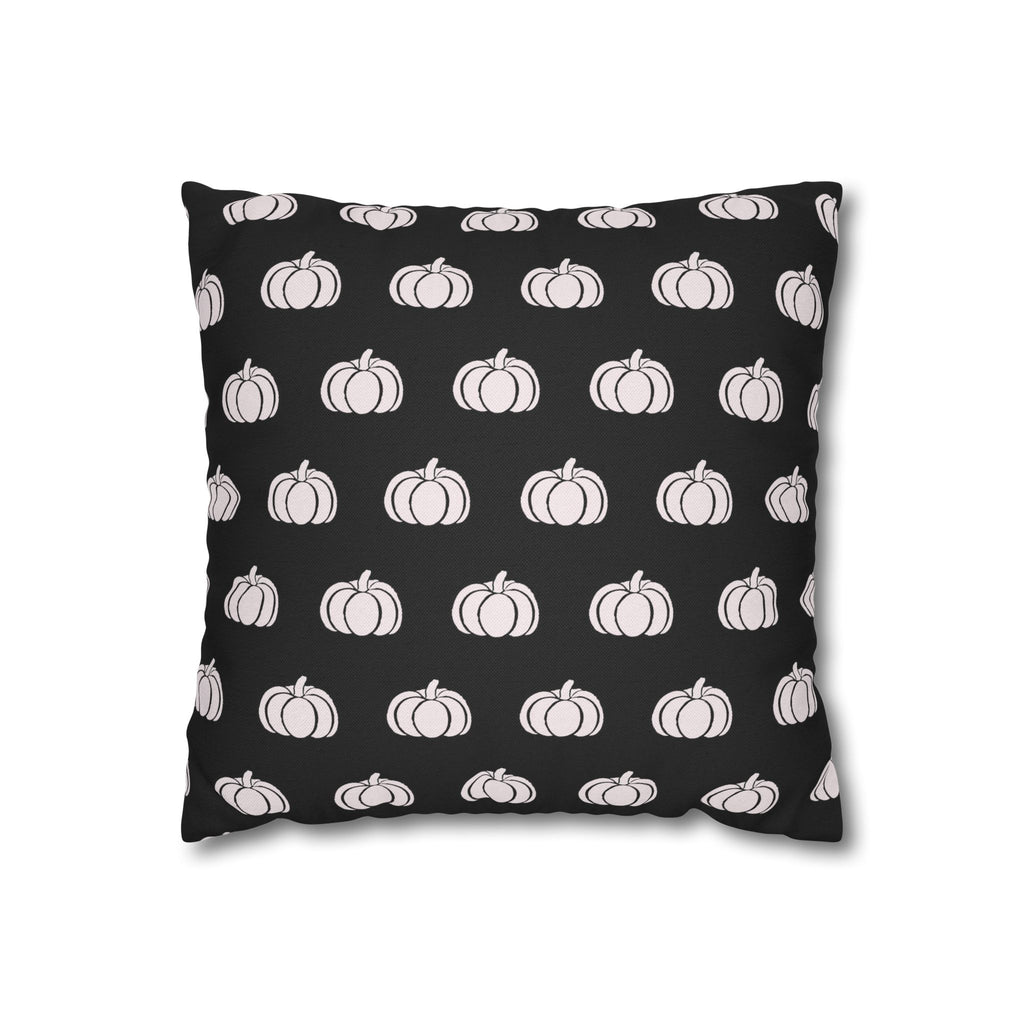 Black and White Pumpkin Pattern THROW PILLOW COVER — Black & White Fall Decorative Cushion