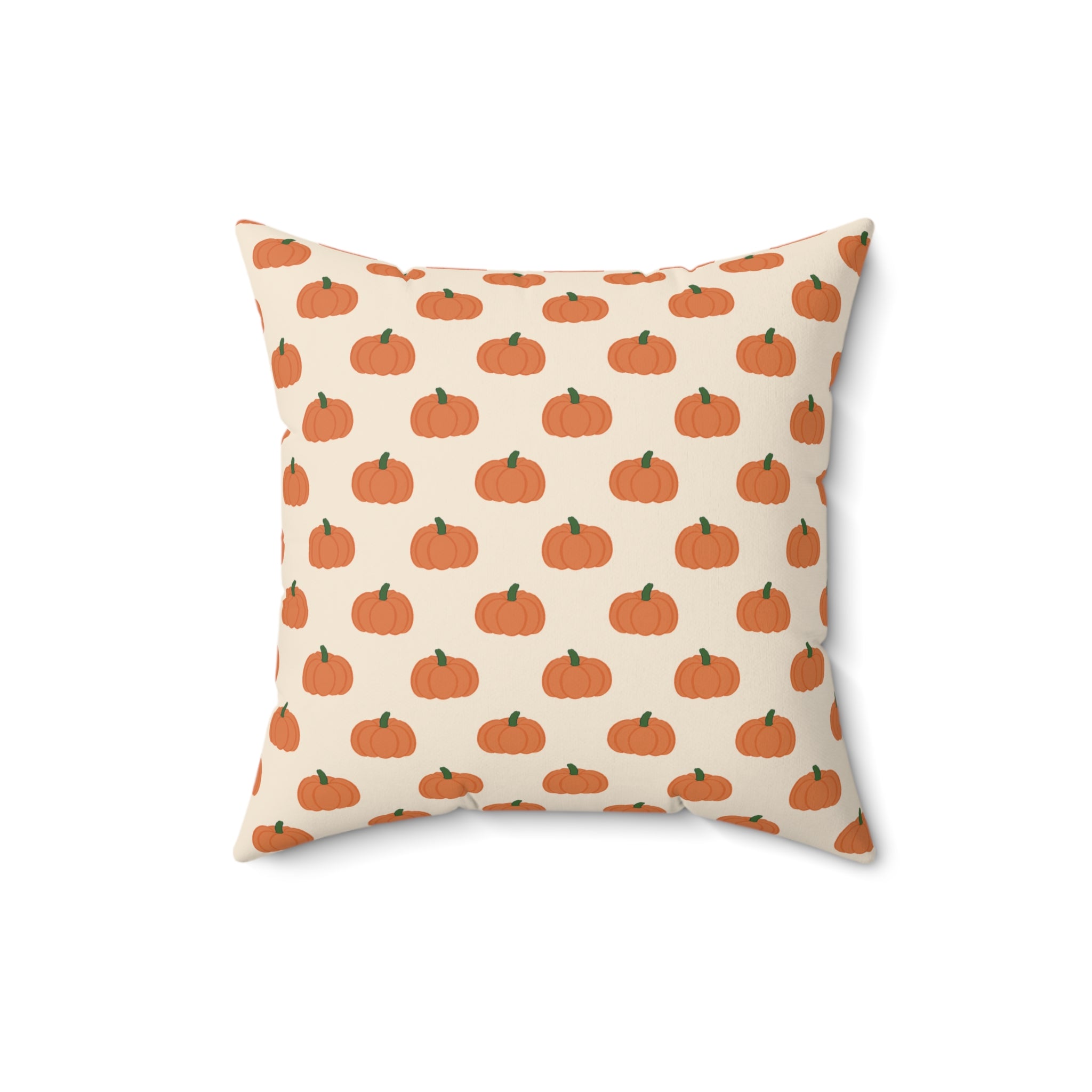 Cream Halloween Pumpkin Pattern Square Pillow — Halloween Fall Decorative Throw Pillow