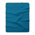 Blue Geometric Sherpa Blanket — Cozy Fleece Throw with Moroccan Tile Pattern