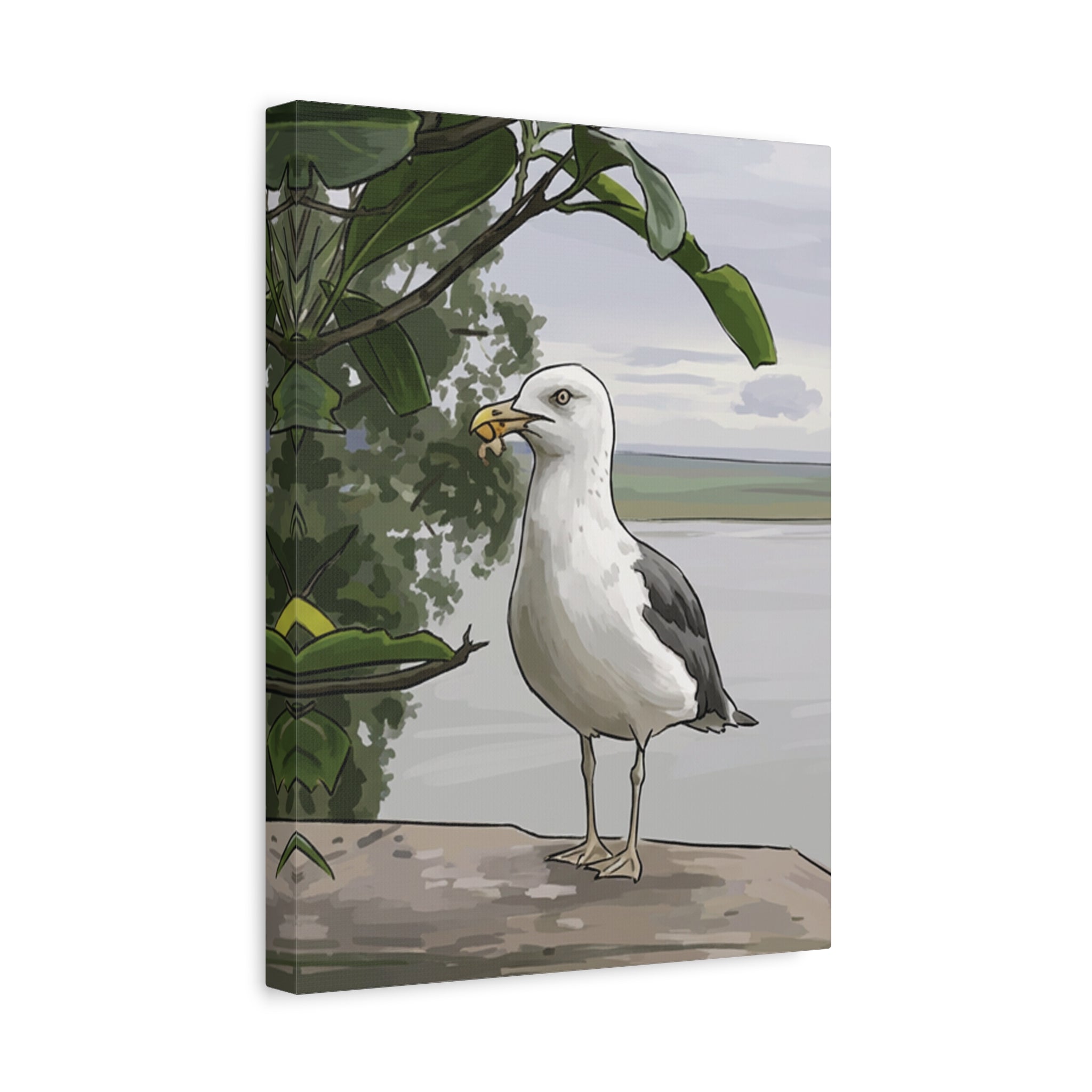 Seagull Coastal Art Canvas — Matte Stretched Wall Decor