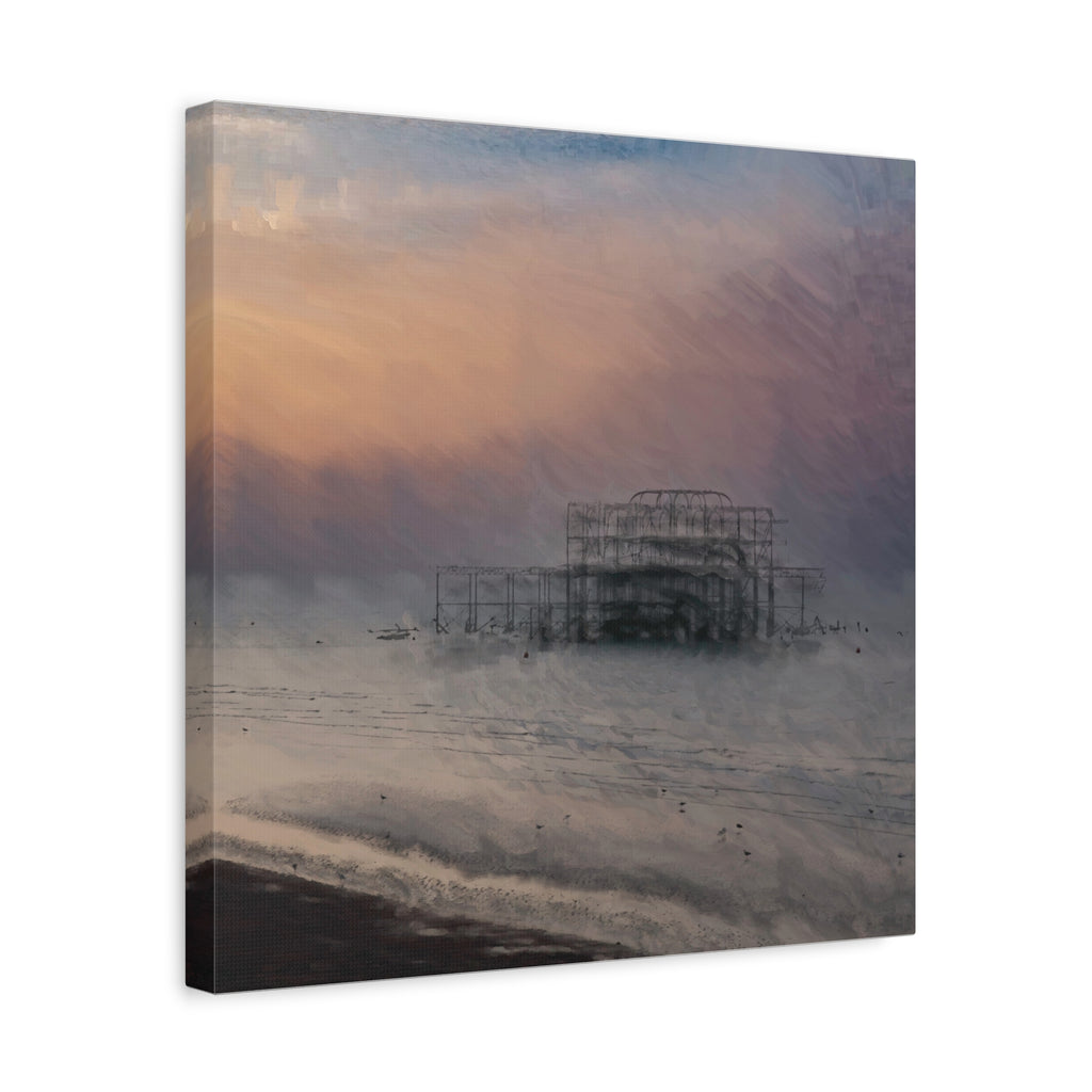 Matte Canvas Wall Art - West Pier Brighton, Ethereal Beachscape, Coastal Decor, Ocean Wall Hanging, Abstract Landscape Print, Gift for Art Lovers