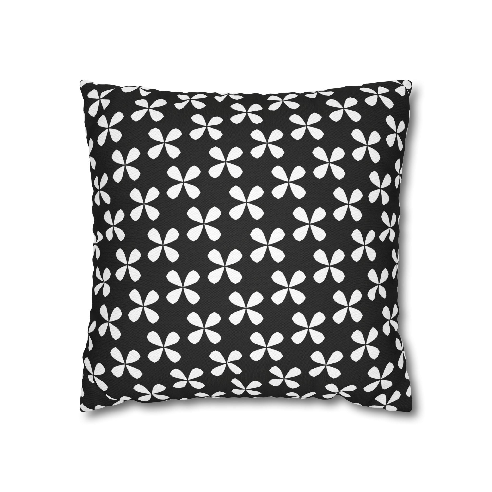 Black Floral Pattern THROW PILLOW COVER — Modern Geometric Decorative Throw Pillow