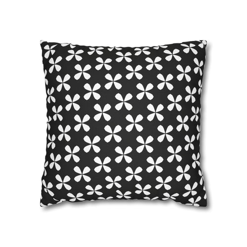 Black Floral Pattern THROW PILLOW COVER — Modern Geometric Decorative Throw Pillow
