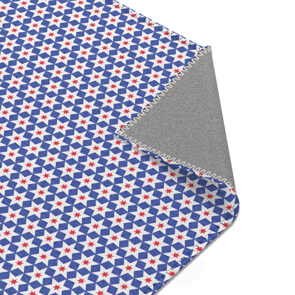 Independence Day Stars Red White and Blue Pattern Area Rug – Red, White & Blue Geometric Floor Mat