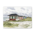 Beach Cottage Canvas Print — Coastal Seaside Cabin Wall Art (Matte Stretched)