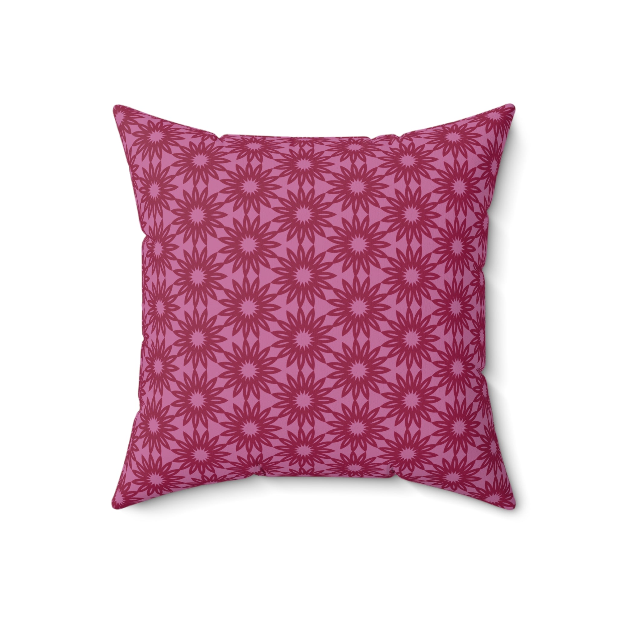 Berry Pink Floral Pillow — Decorative Square Throw Cushion
