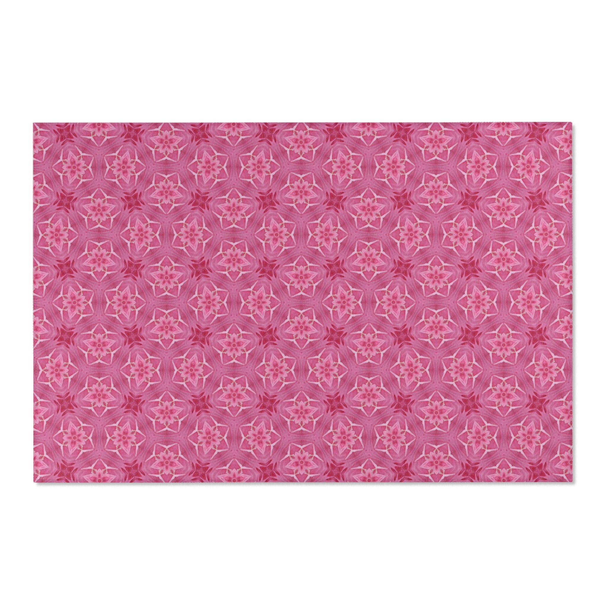 Pink Floral Kaleidoscope Area Rug — Boho Bedroom Accent Rug