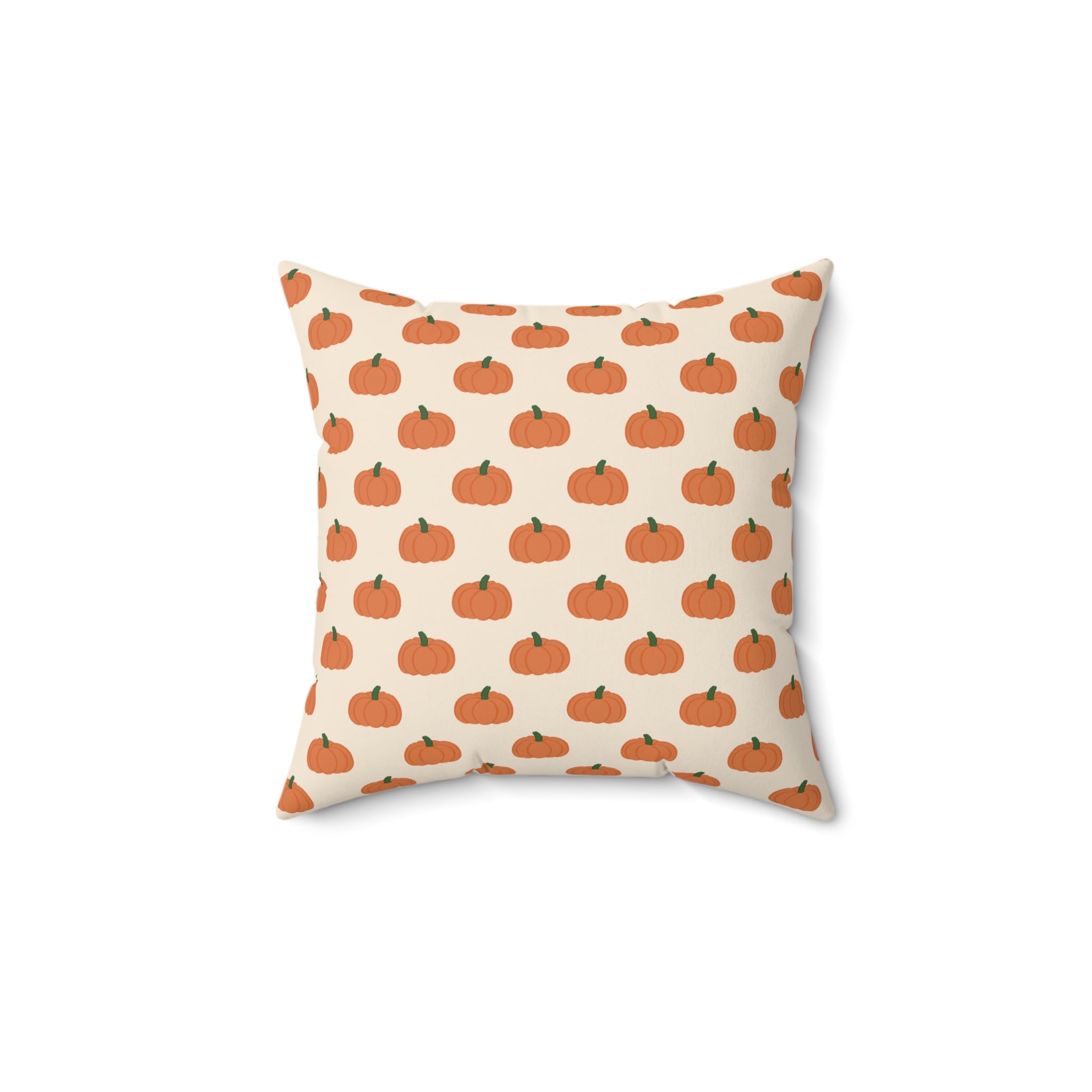Cream Halloween Pumpkin Pattern Square Pillow — Halloween Fall Decorative Throw Pillow
