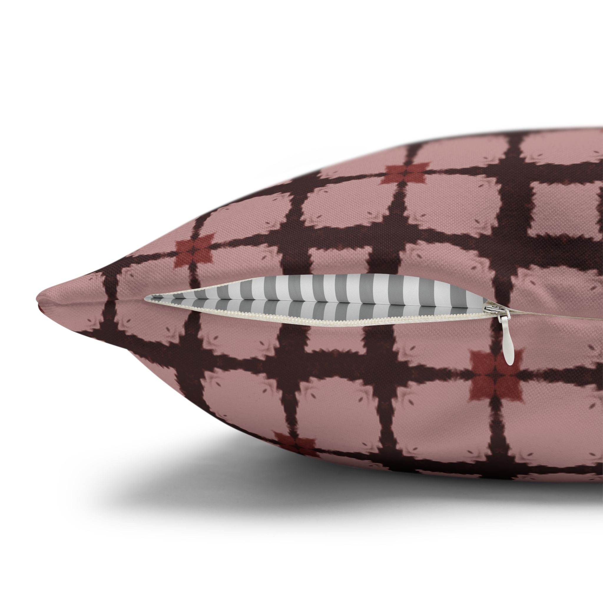 Vintage Pink Plaid Decorative THROW PILLOW COVER — Spun Polyester Square Throw Pillow Cover