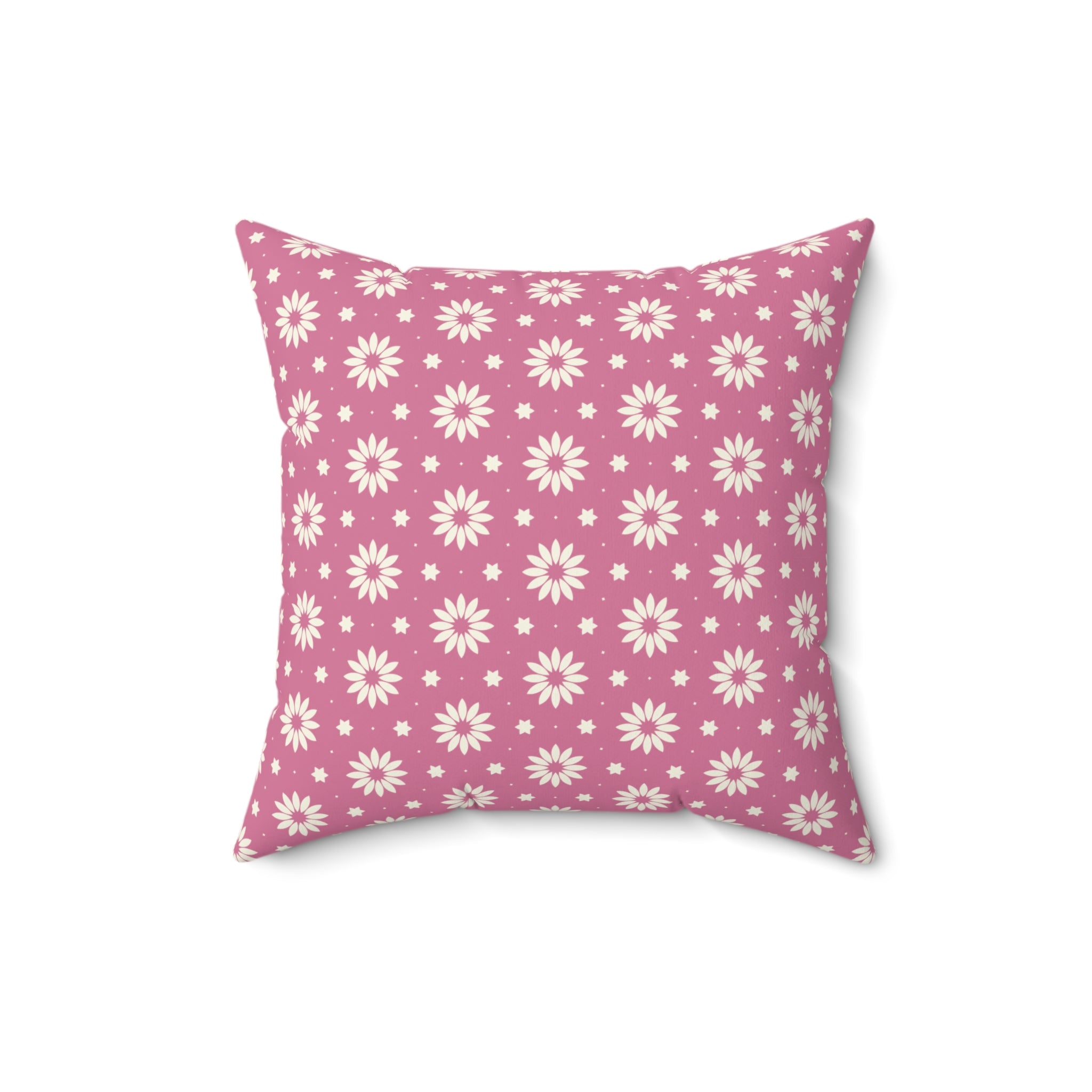 Pink Daisy Pattern Pillow — Floral Decorative Throw Pillow