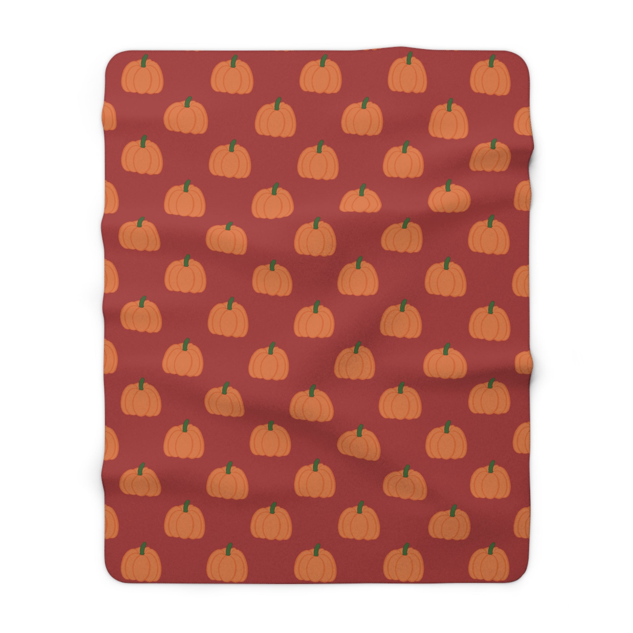 Burnt Orange Halloween Pumpkin Pattern Sherpa Blanket — Cozy Halloween Fall Throw